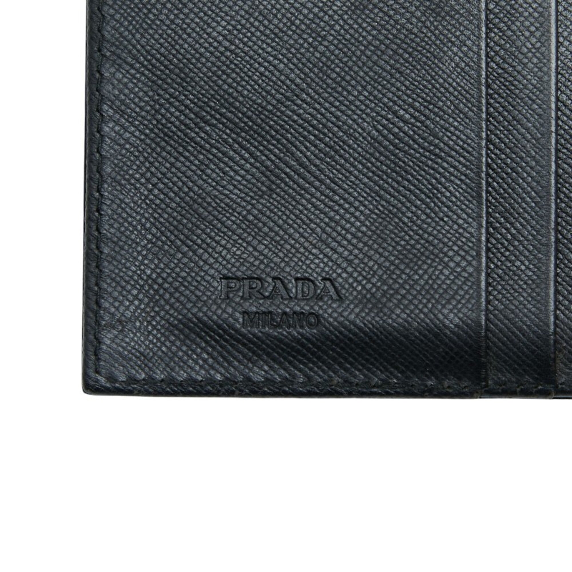 Prada Black Nylon Leather Wallet (Tri-Fold) (Pre-Owned)
