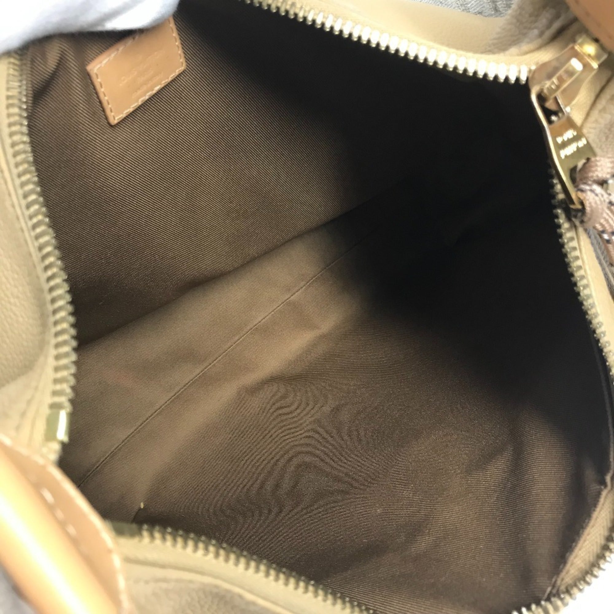 Louis Vuitton Beige Brown Monogram Canvas Leather Shoulder Bag (Pre-Owned)