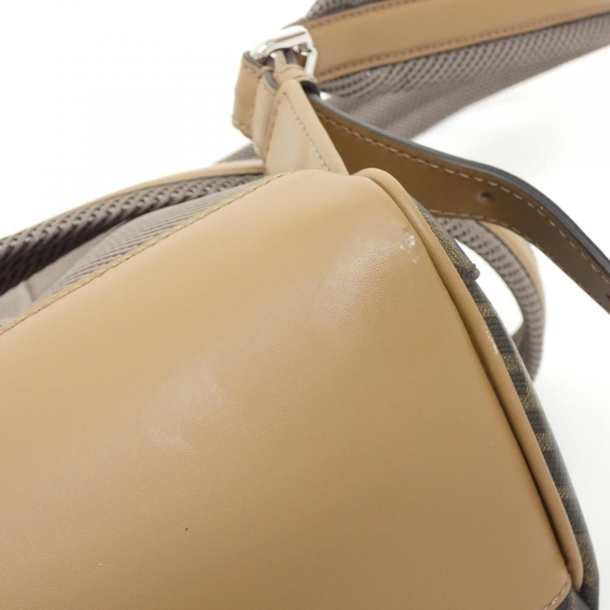 Fendi Brown Sand Coated Canvas Leather Backpack (Pre-Owned)