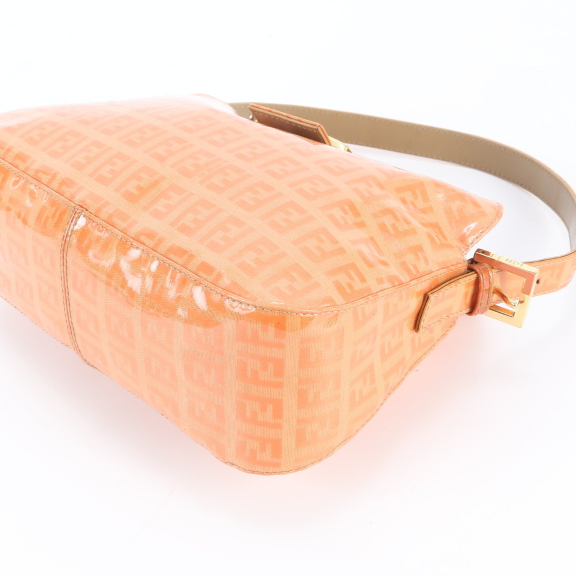 Fendi Orange Leather Coated Canvas Handbag Shoulder Bag (Pre-Owned)