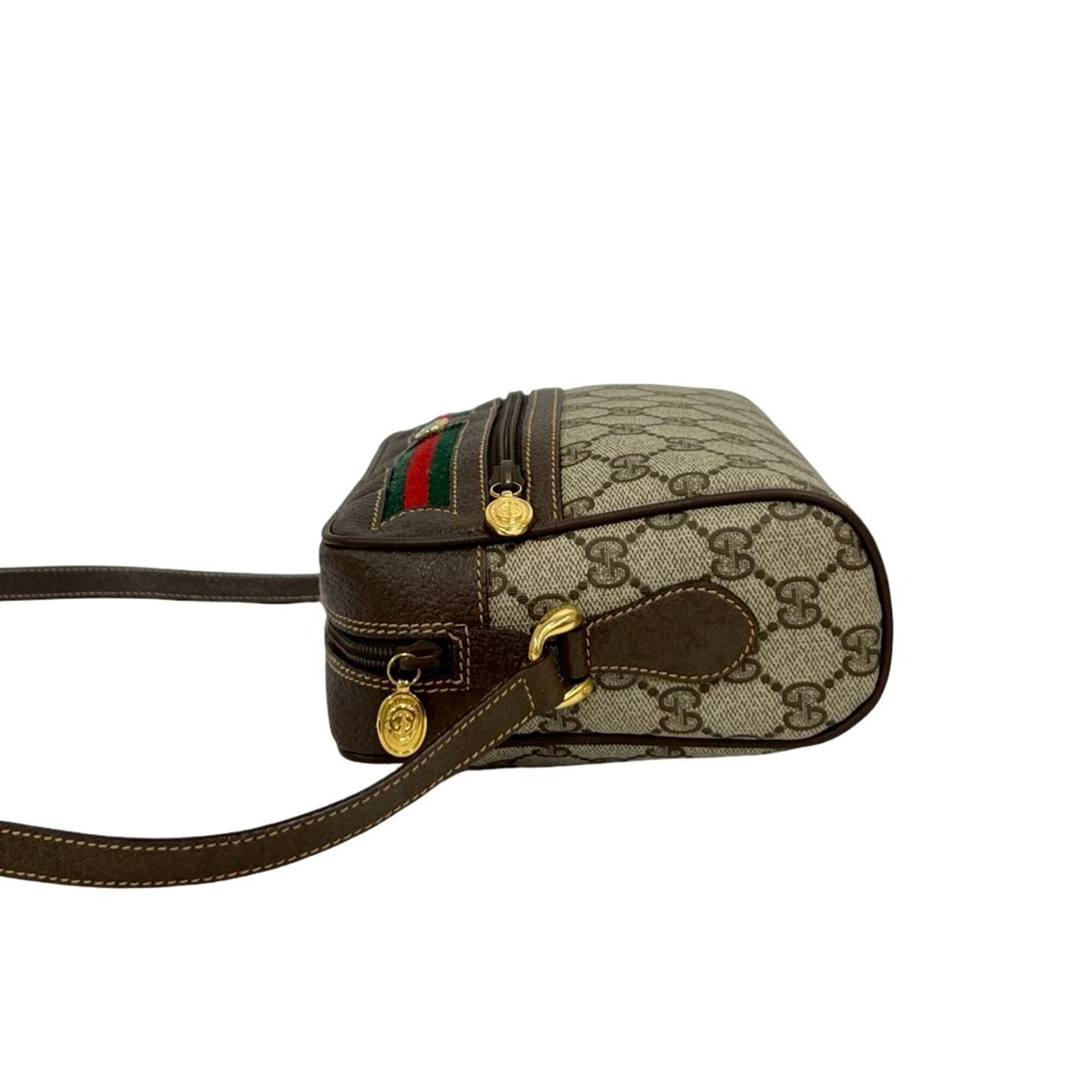 Gucci Brown Green Red Color Leather Pvc Pochette Shoulder Bag (Pre-Owned)