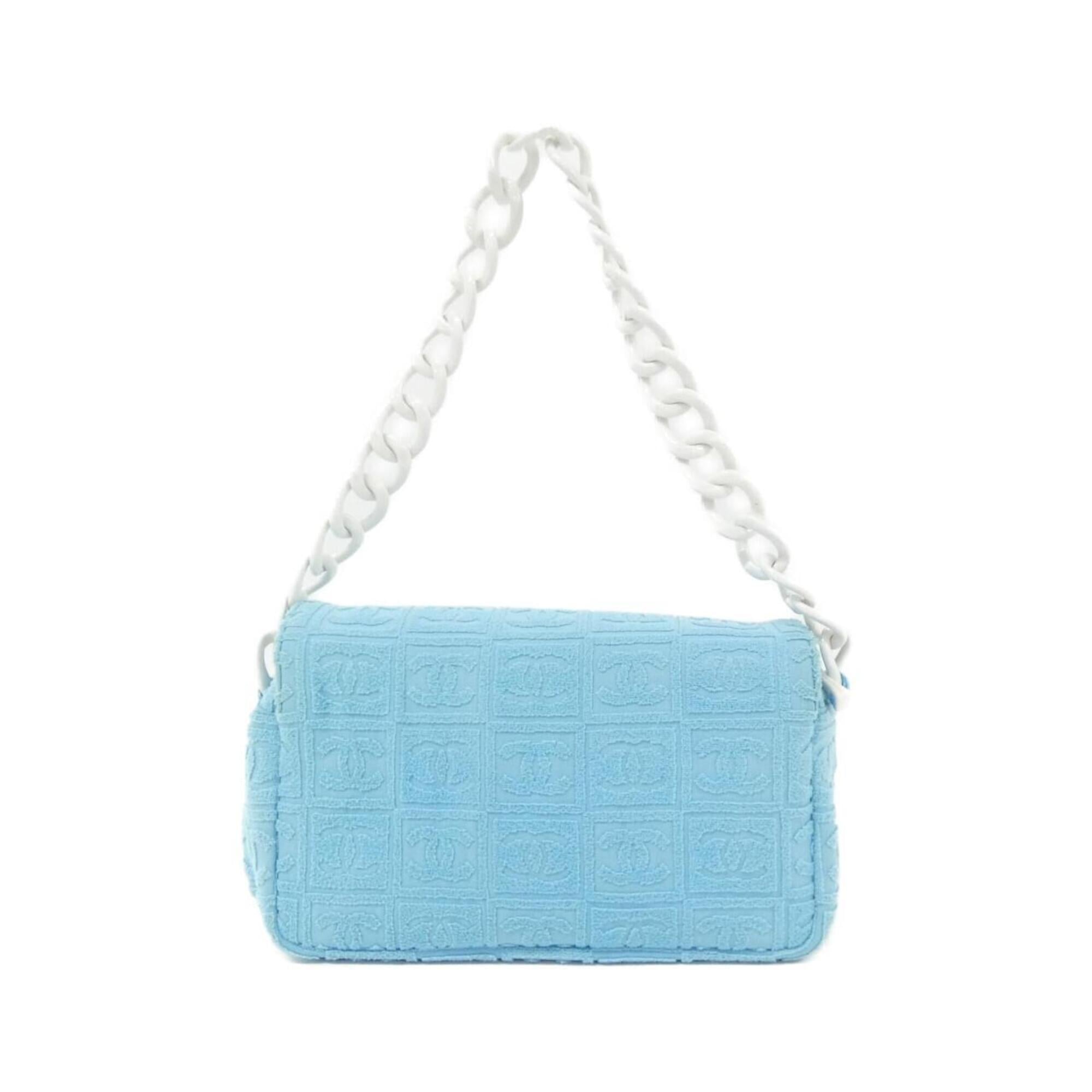 Chanel Light Blue Pile Fabric Shoulder Bag (Pre-Owned)