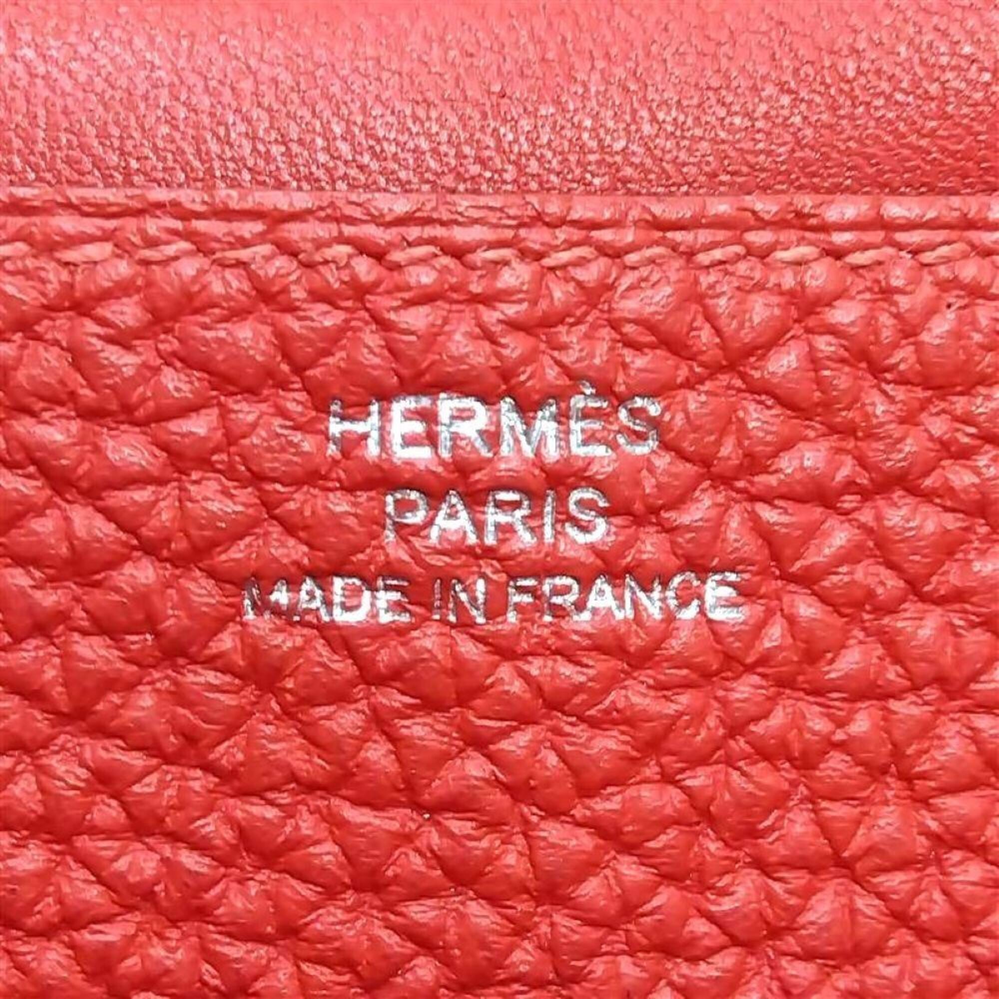Hermes Red Color Vermilion Togo Leather Long Wallet (Bi-Fold) (Pre-Owned)
