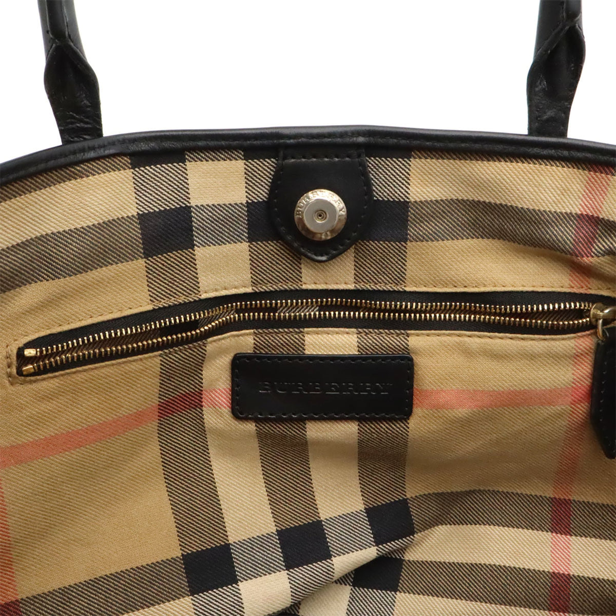 Burberry Black Leather Shoulder Bag Tote Bag (Pre-Owned)