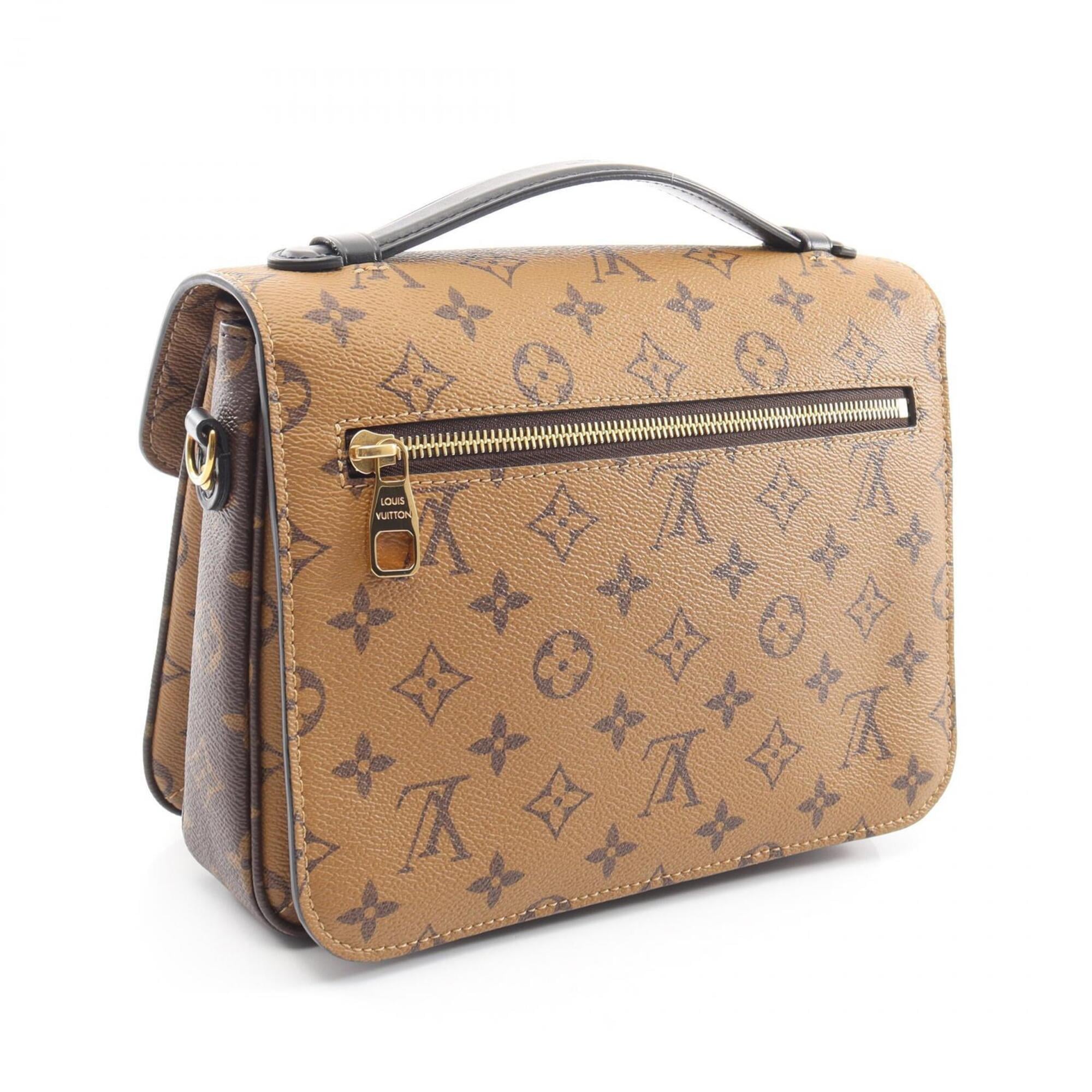 Louis Vuitton Black Brown Coated Canvas Leather Handbag Pochette (Pre-Owned)