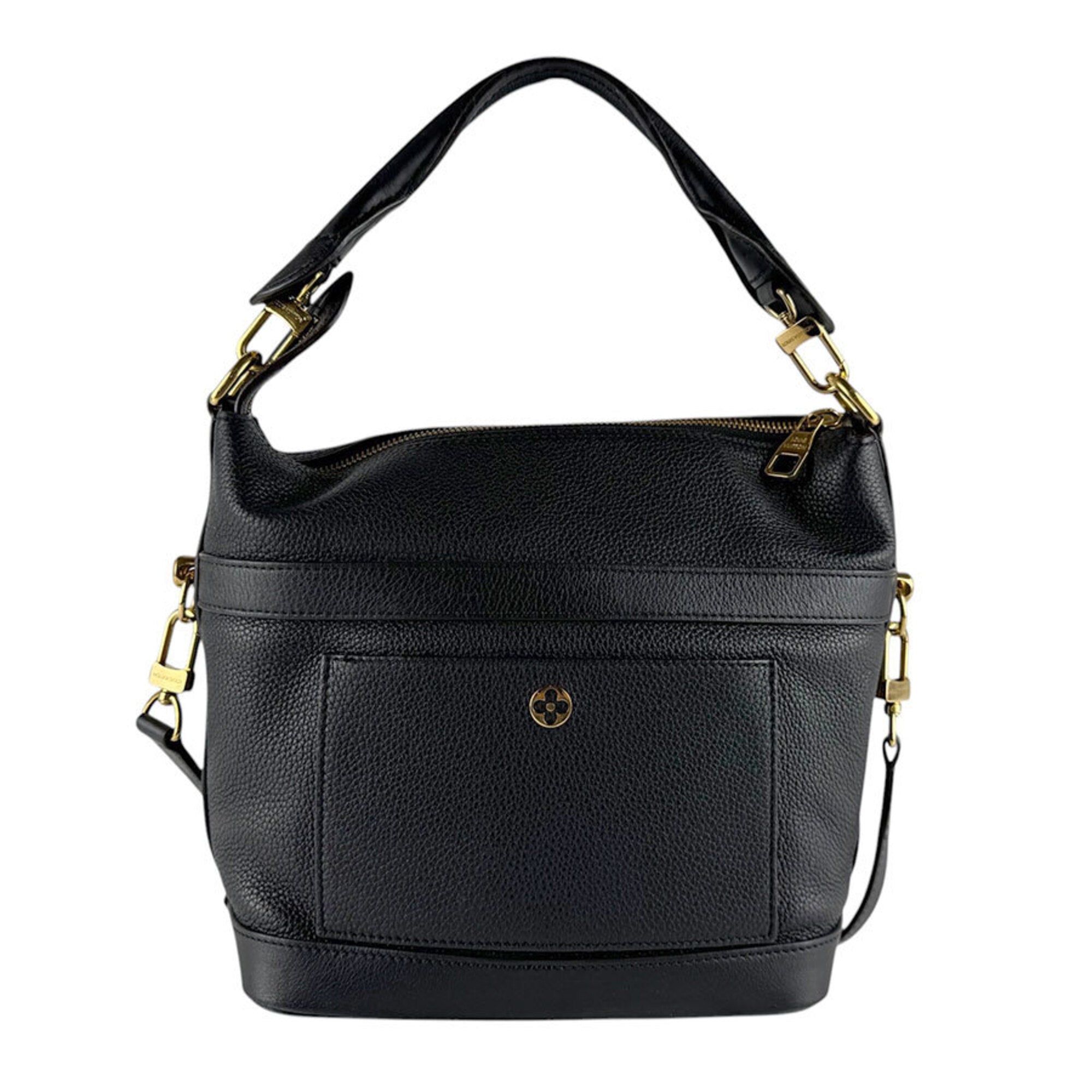 Louis Vuitton Black Leather Handbag Shoulder Bag (Pre-Owned)