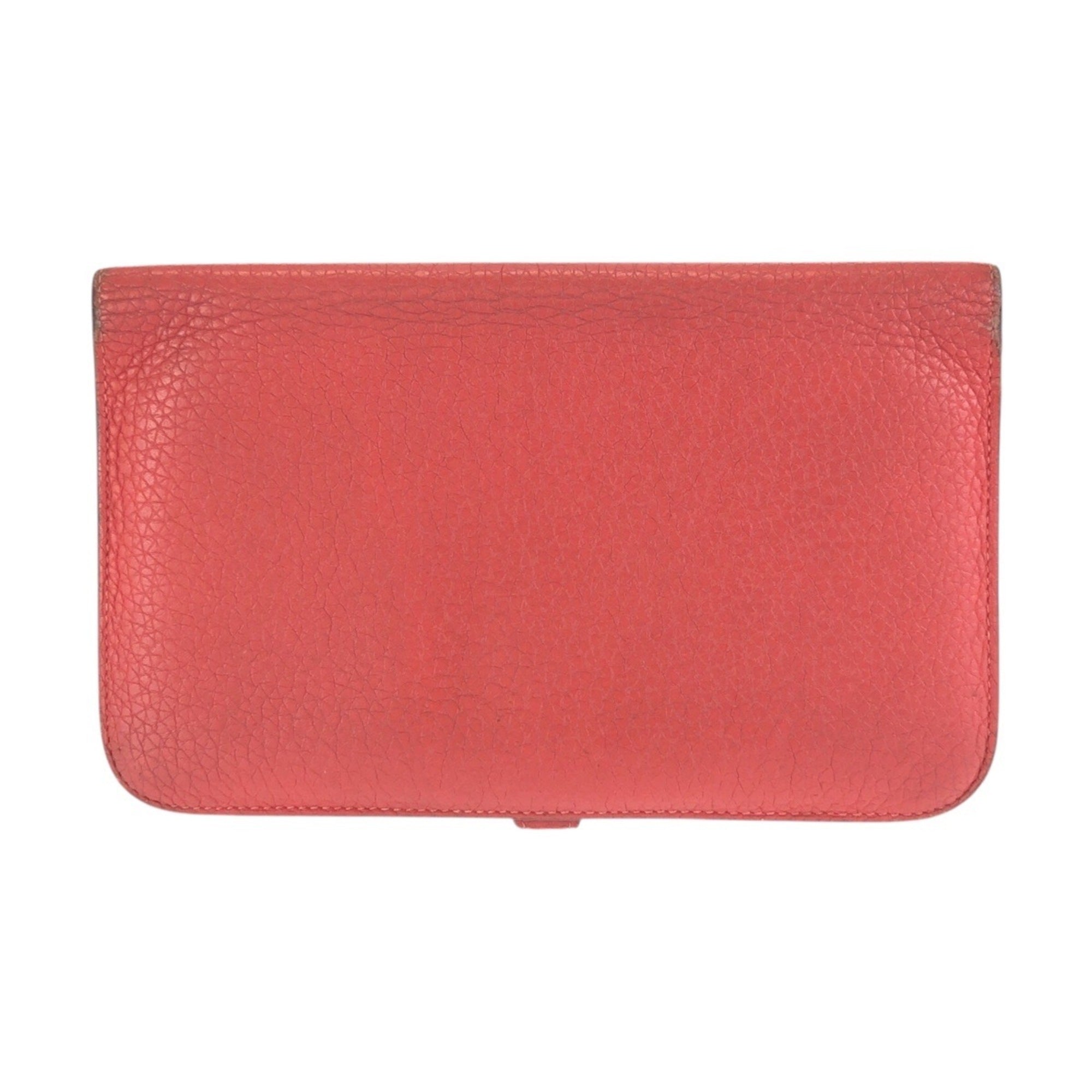 Hermes Red Color Togo Leather Long Wallet (Bi-Fold) (Pre-Owned)
