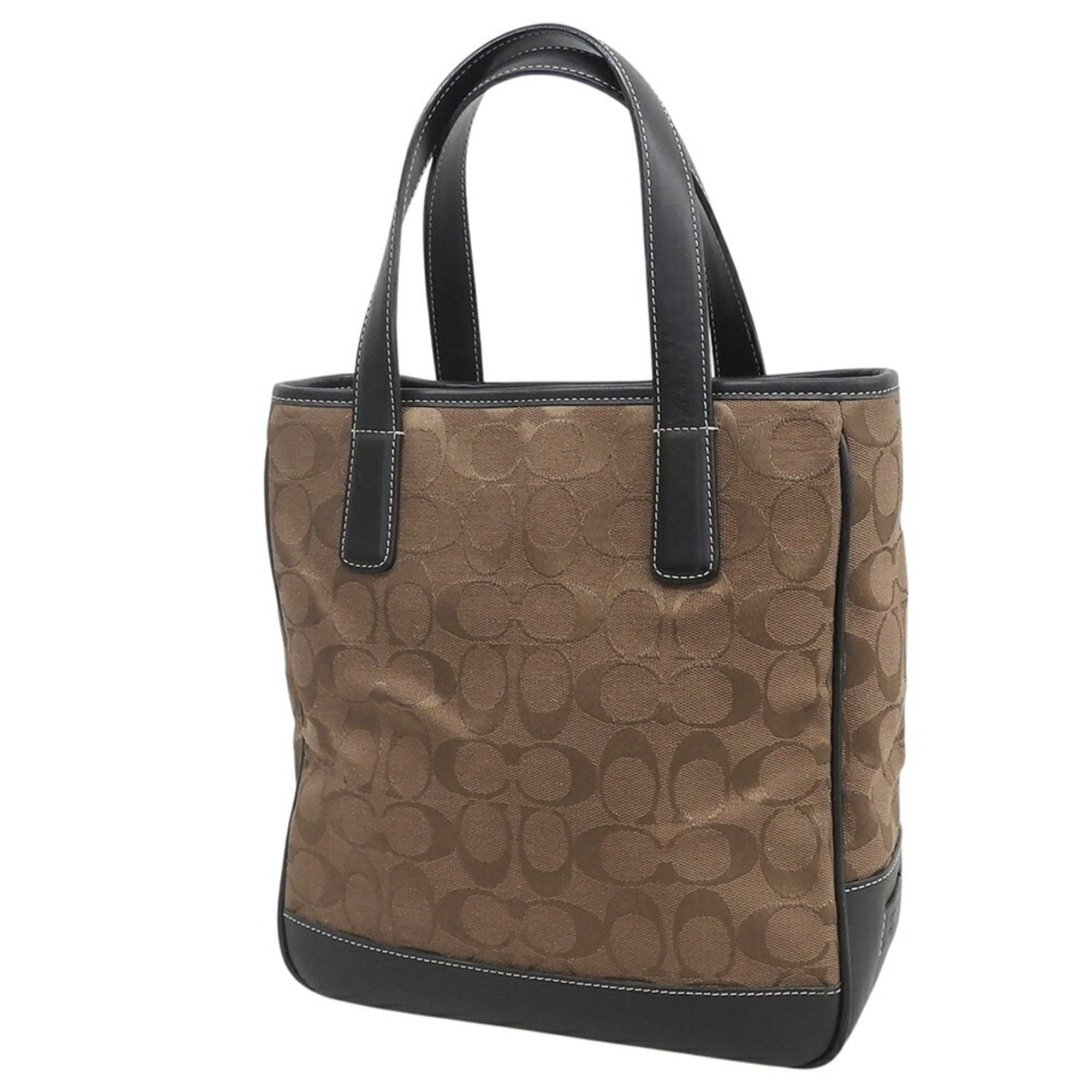 Coach Brown Canvas Leather Handbag (Pre-Owned)