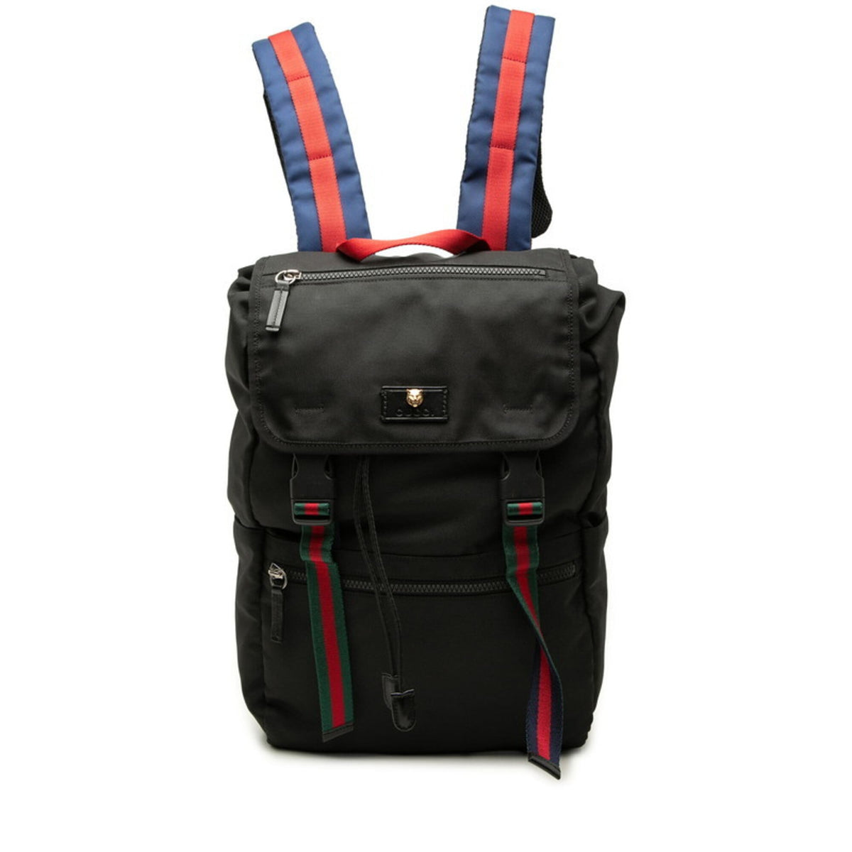 Gucci Black Blue Red Color Nylon Backpack (Pre-Owned)