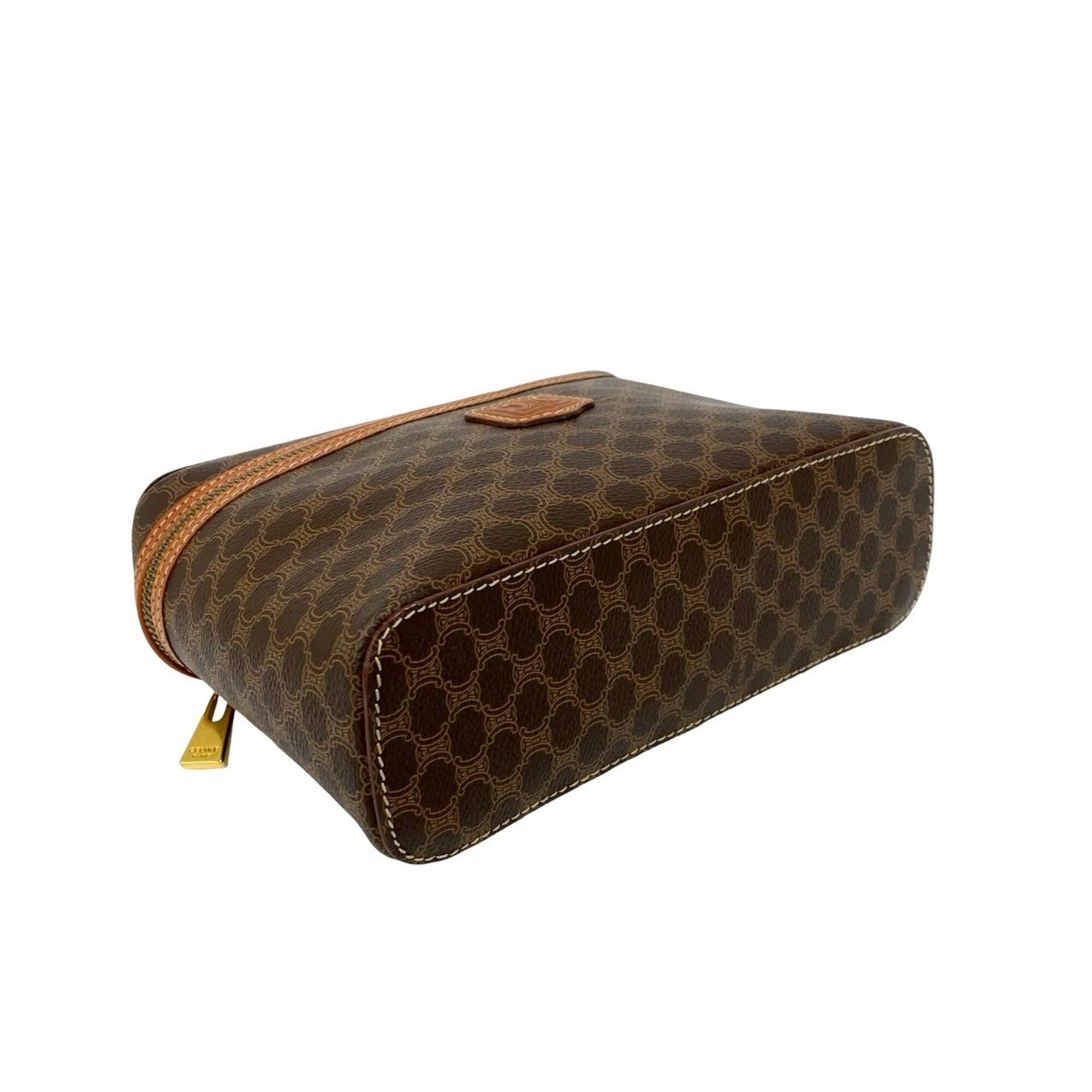 Celine Brown Leather Pvc Handbag Vanity Bag (Pre-Owned)