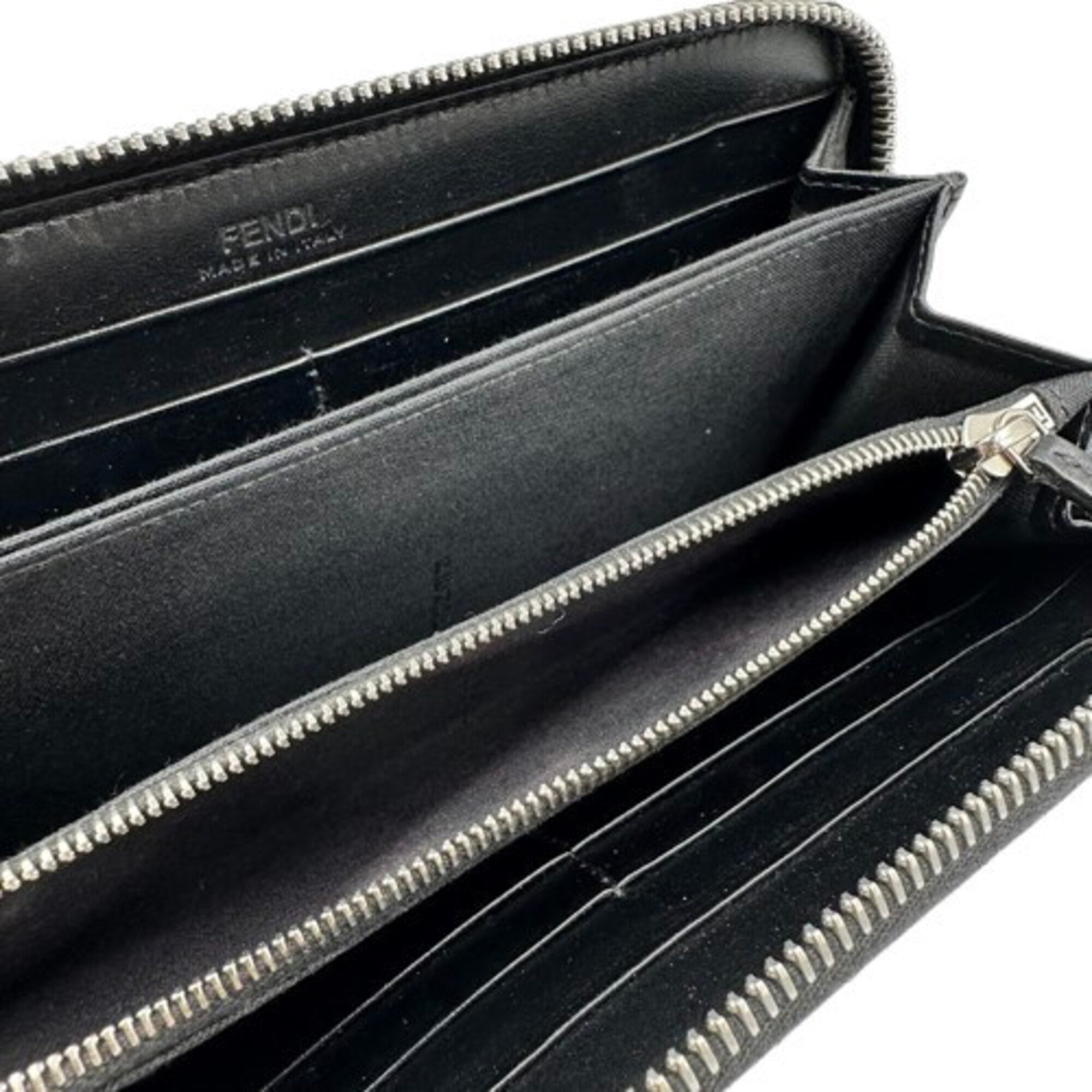 Fendi Black Yellow Leather Long Wallet (Bi-Fold) (Pre-Owned)