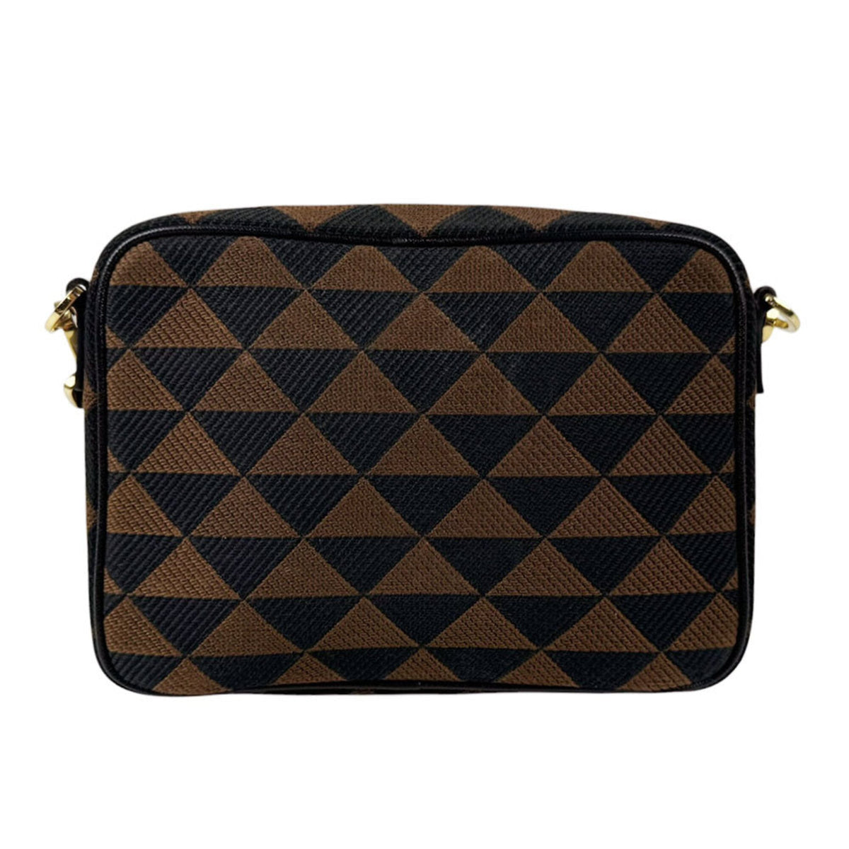 Prada Black Brown Canvas Shoulder Bag (Pre-Owned)