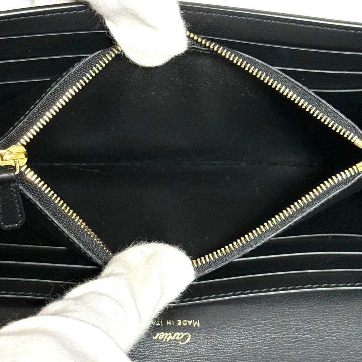 Cartier Black Leather Long Wallet (Bi-Fold) (Pre-Owned)