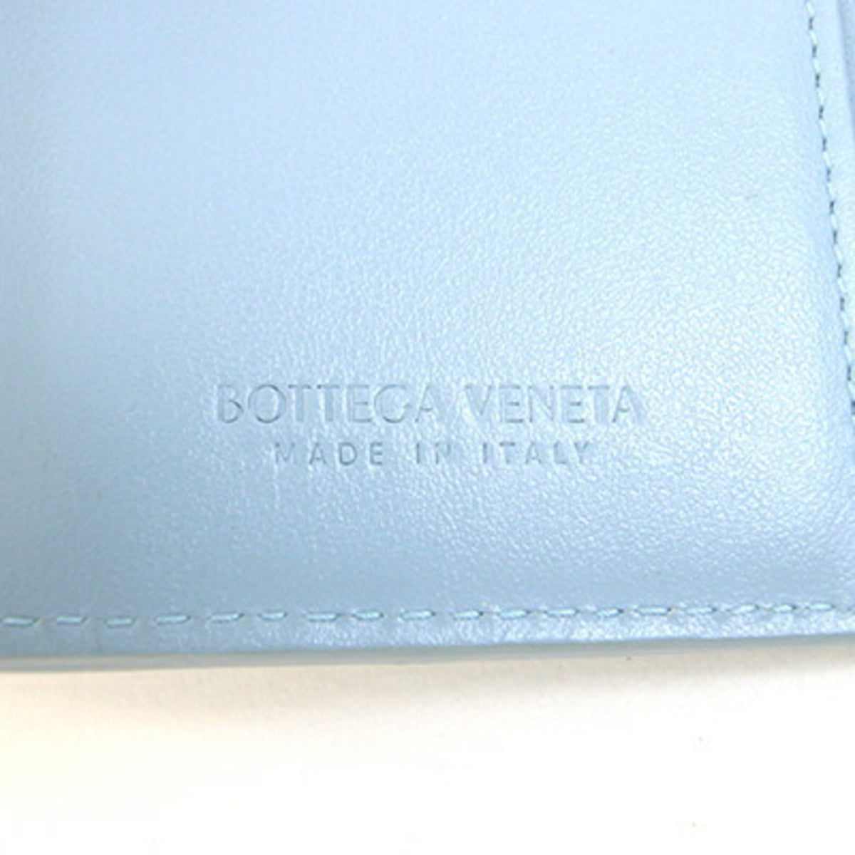 Bottega Veneta Intrecciato Light Blue Leather Canvas Wallet (Bi-Fold) (Pre-Owned)