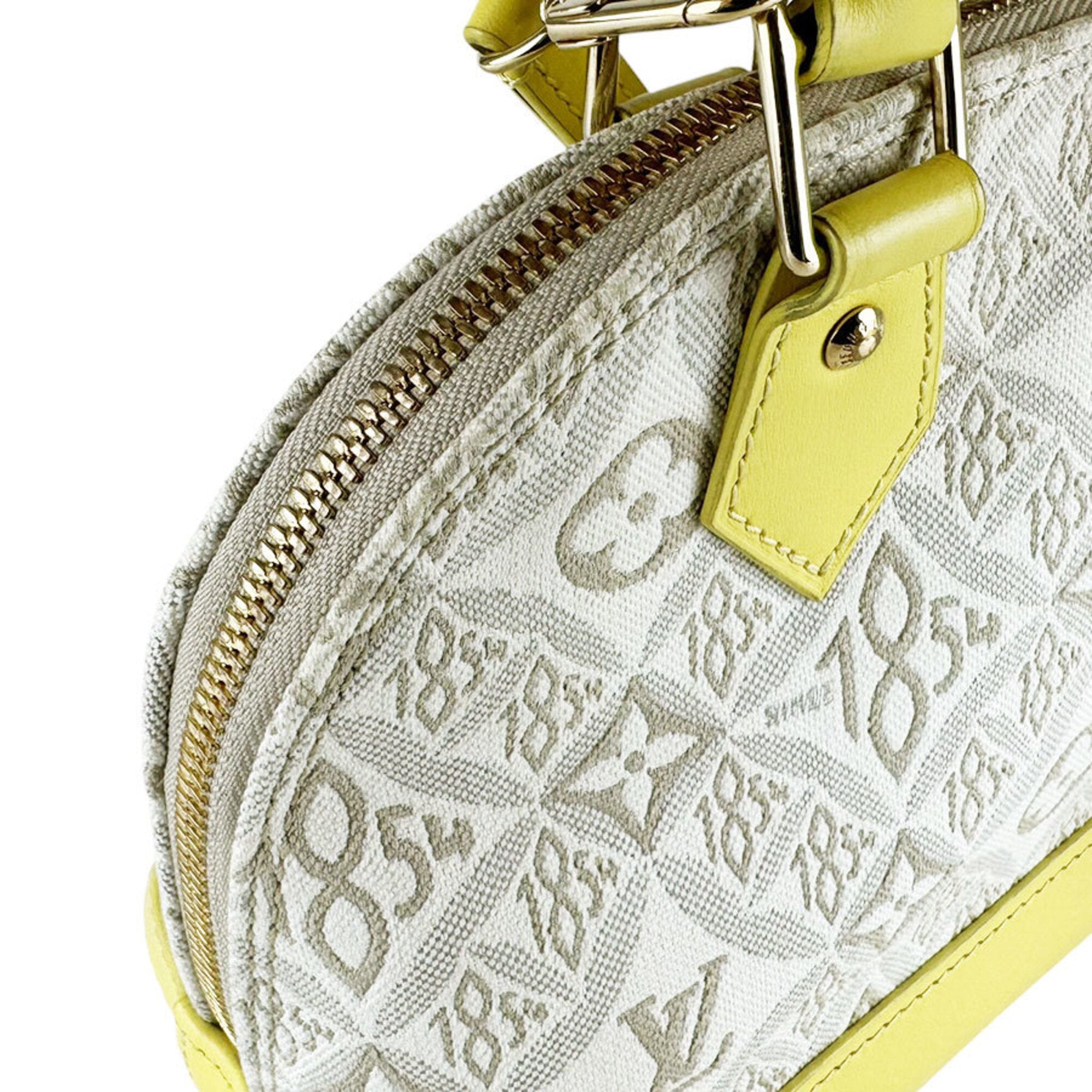 Louis Vuitton Grayish Yellow Canvas Leather Handbag Shoulder Bag (Pre-Owned)