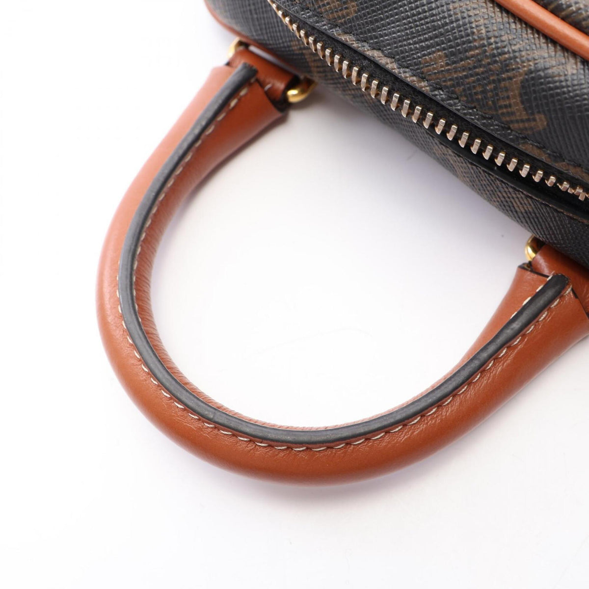 Celine Black Brown Pvc Coated Canvas Leather Handbag (Pre-Owned)