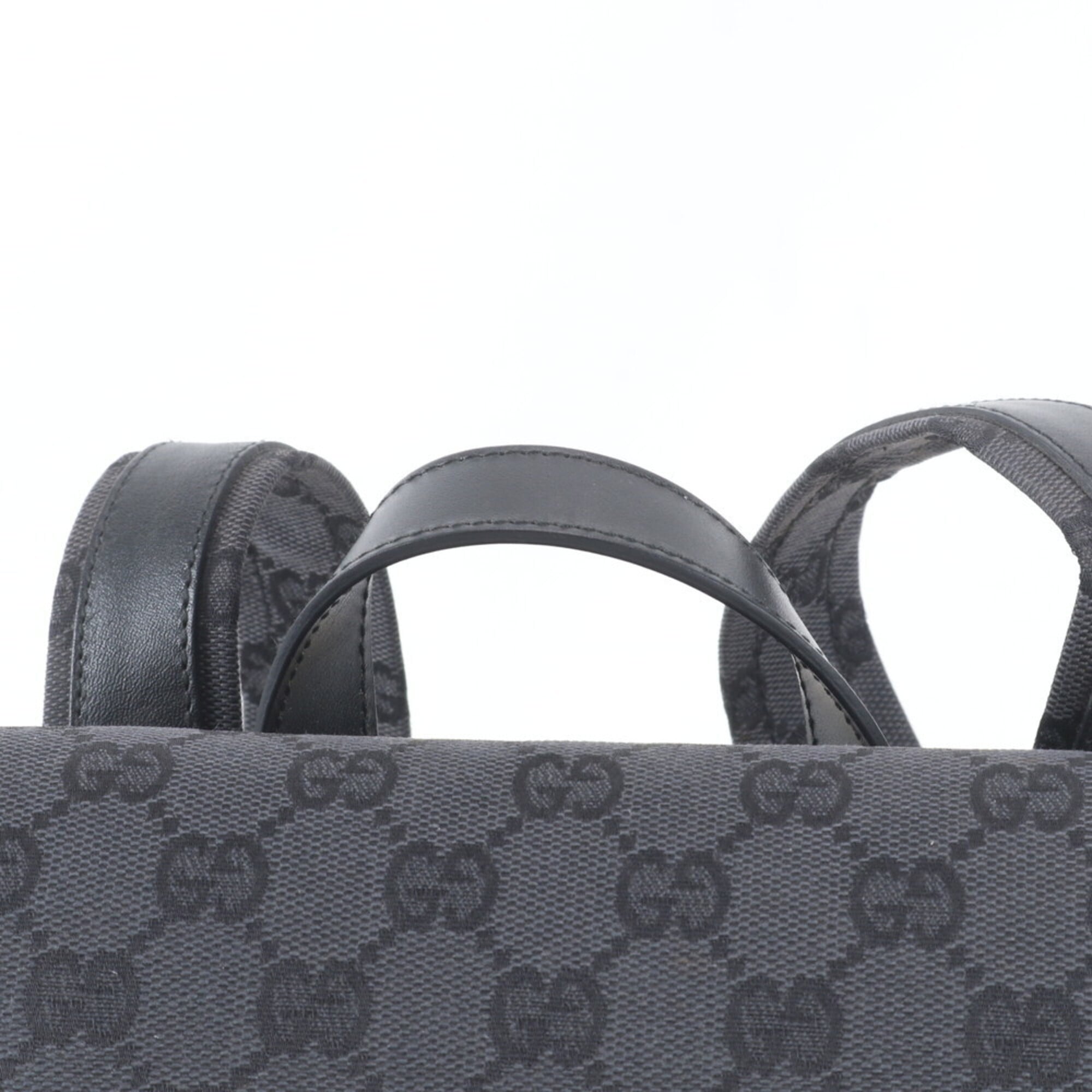 Gucci Gg Canvas Black Gg Canvas Leather Backpack Handbag (Pre-Owned)