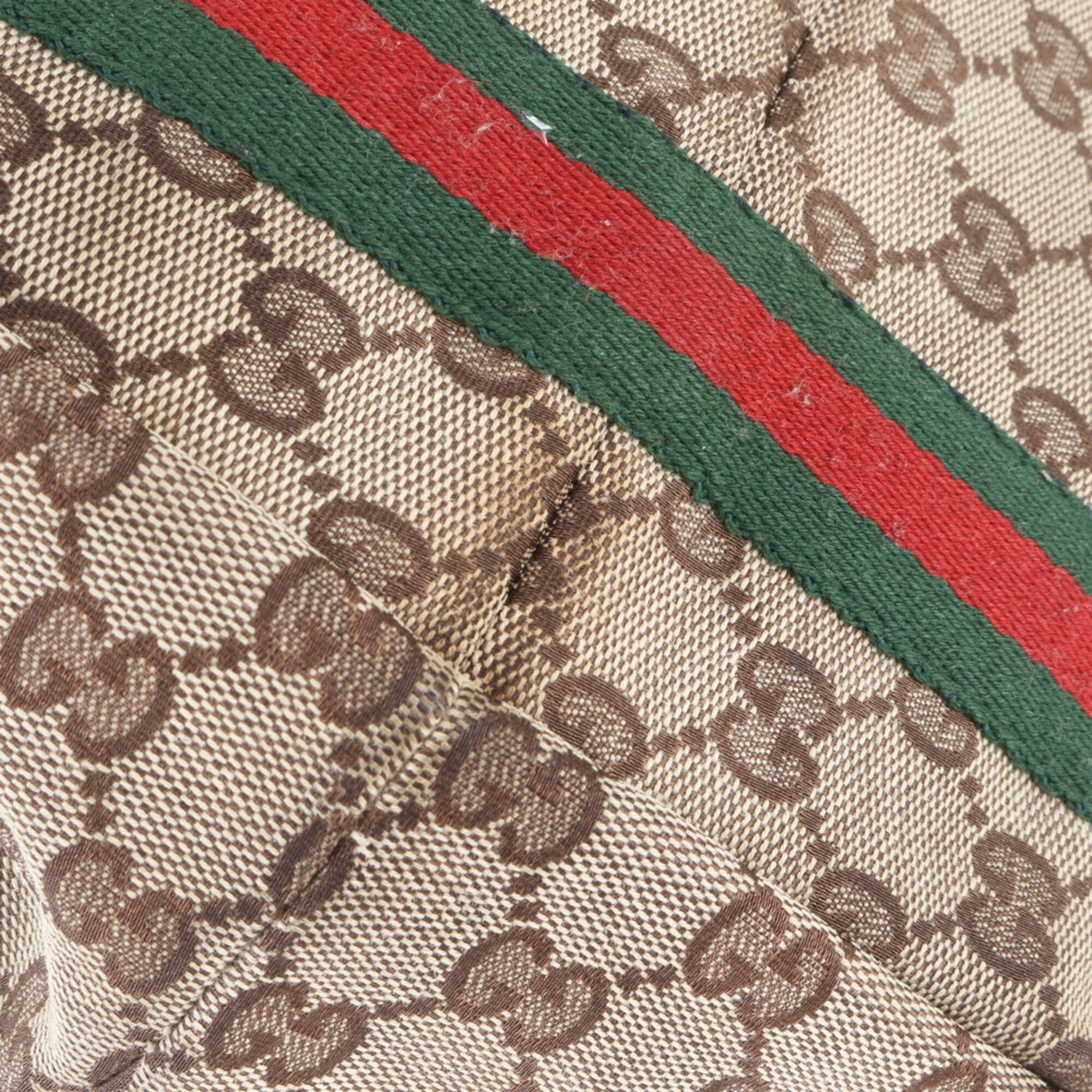 Gucci Sherry Line Brown Leather Canvas Handbag Tote Bag (Pre-Owned)