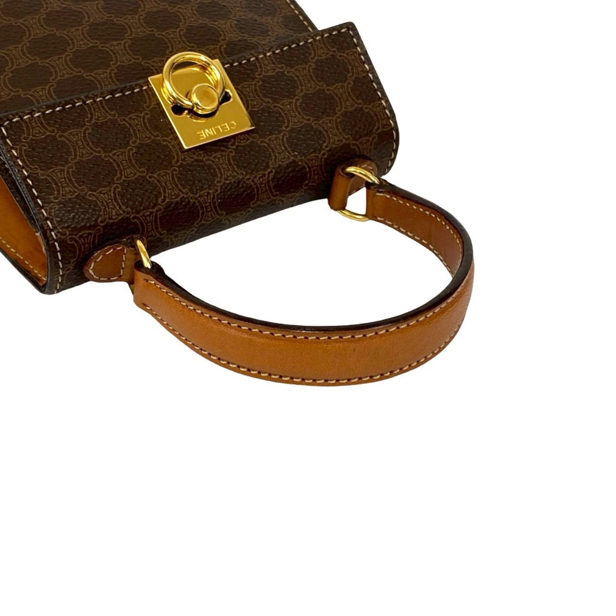 Celine Brown Leather Pvc Handbag Shoulder Bag (Pre-Owned)