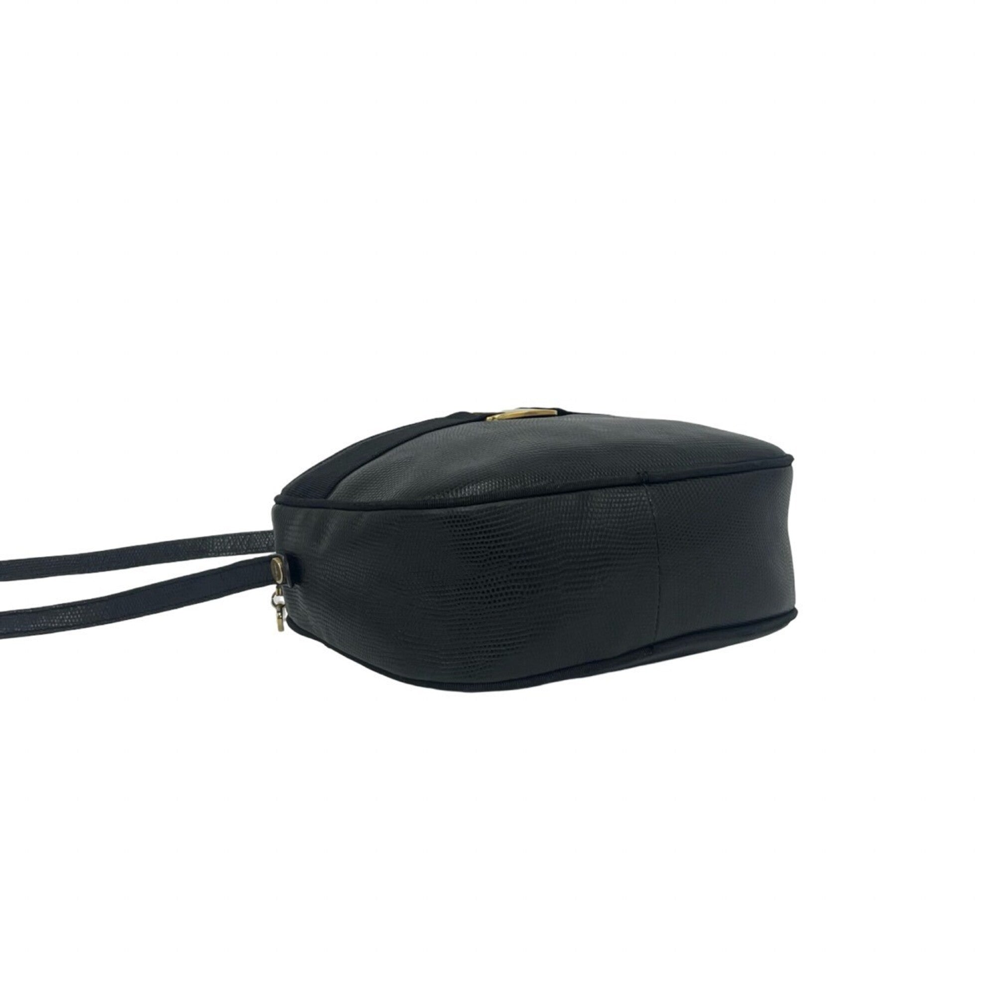 Salvatore Ferragamo Black Leather Pochette Shoulder Bag (Pre-Owned)