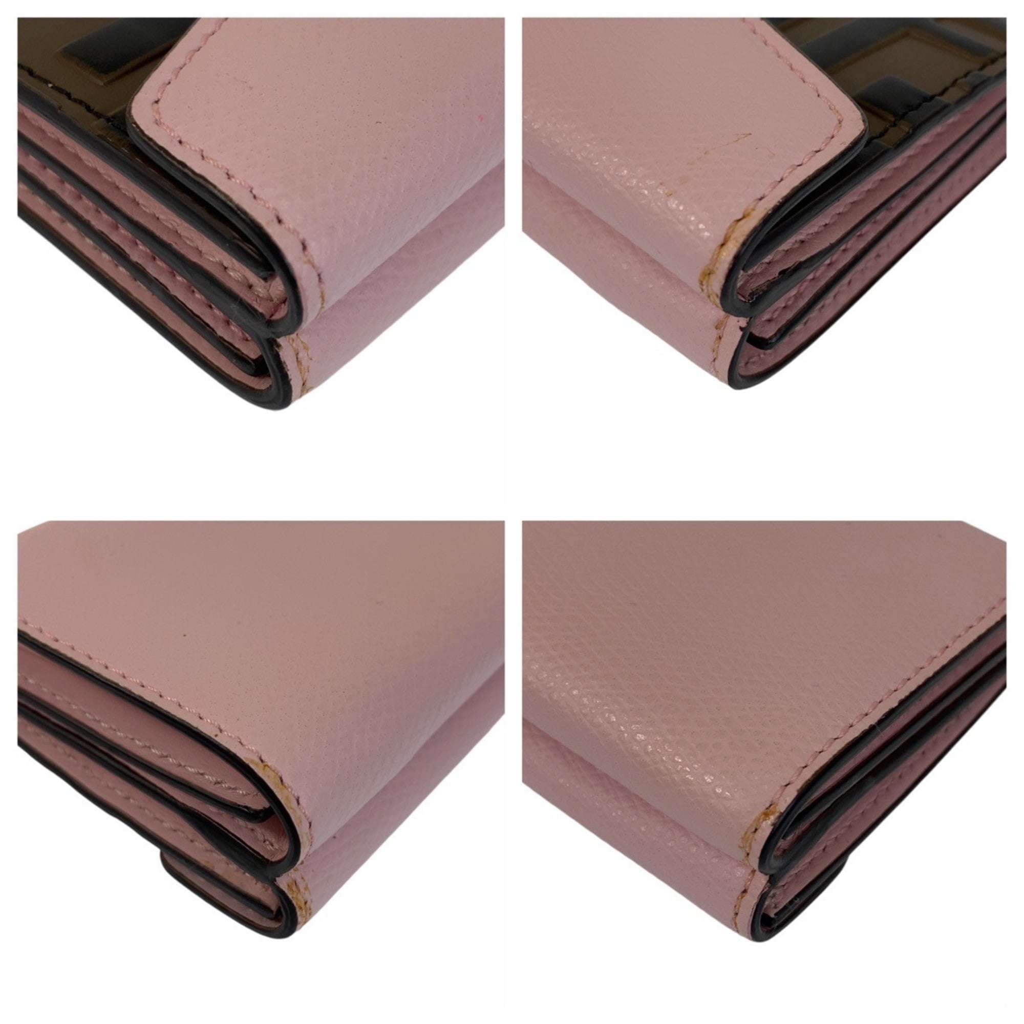 Fendi Brown Pink Leather Wallet (Tri-Fold) (Pre-Owned)