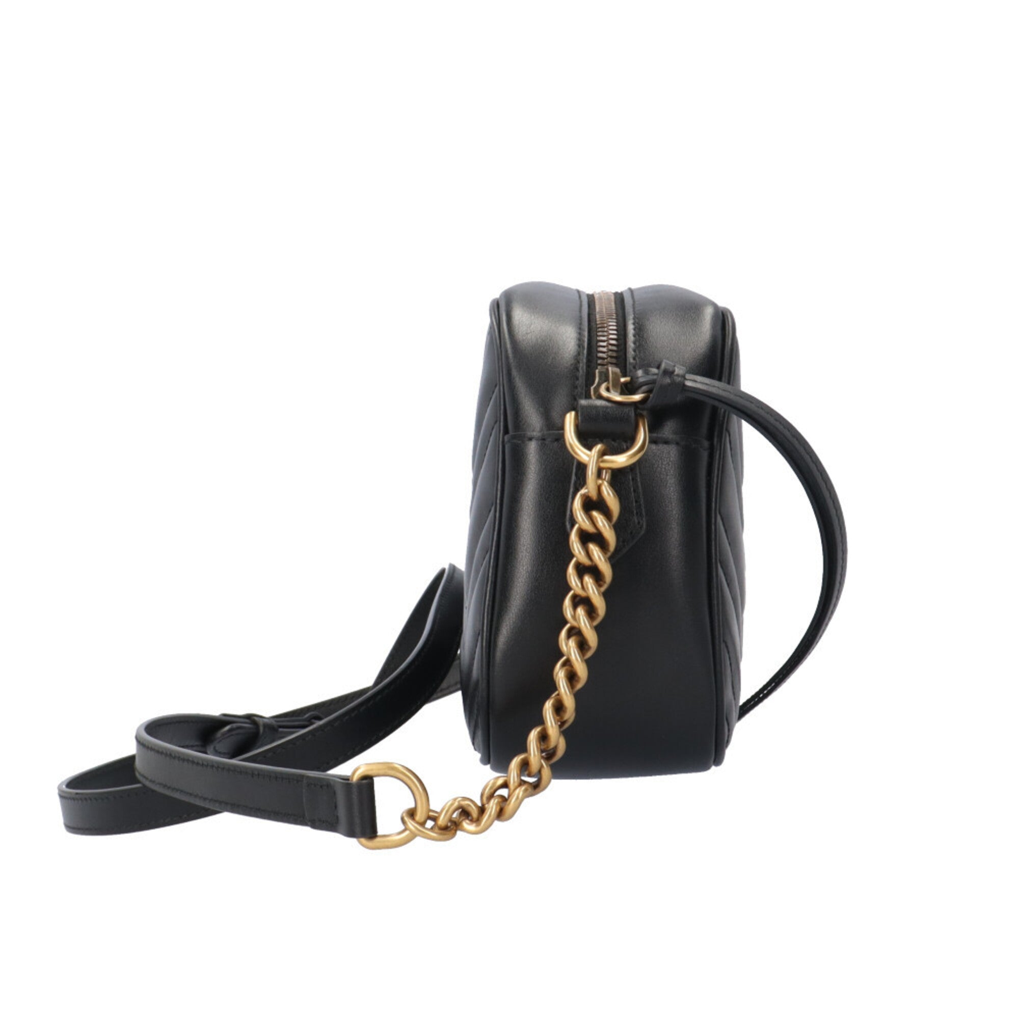 Gucci Gg Marmont Black Leather Handbag Shoulder Bag (Pre-Owned)