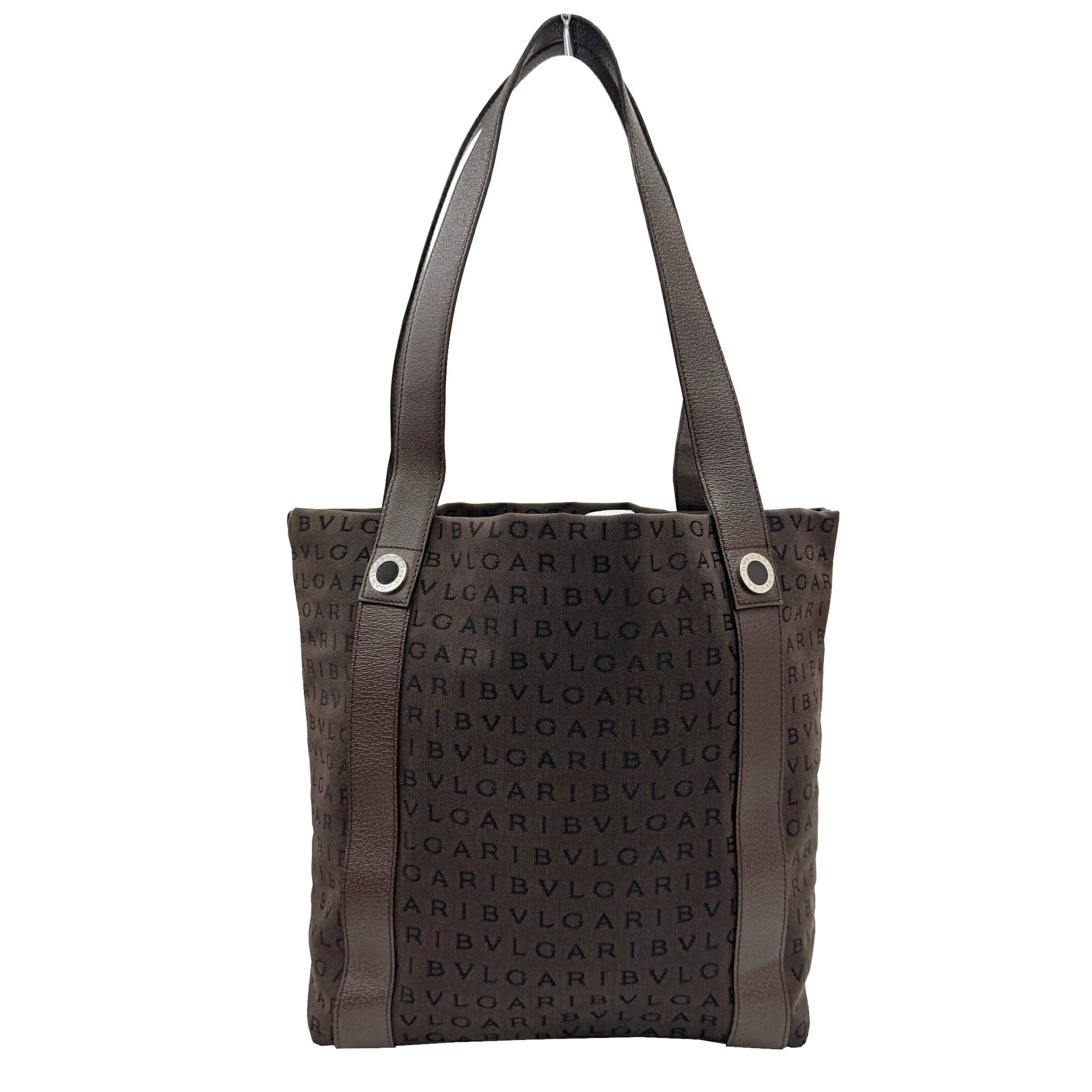 Bvlgari Brown Canvas Leather Tote Bag (Pre-Owned)