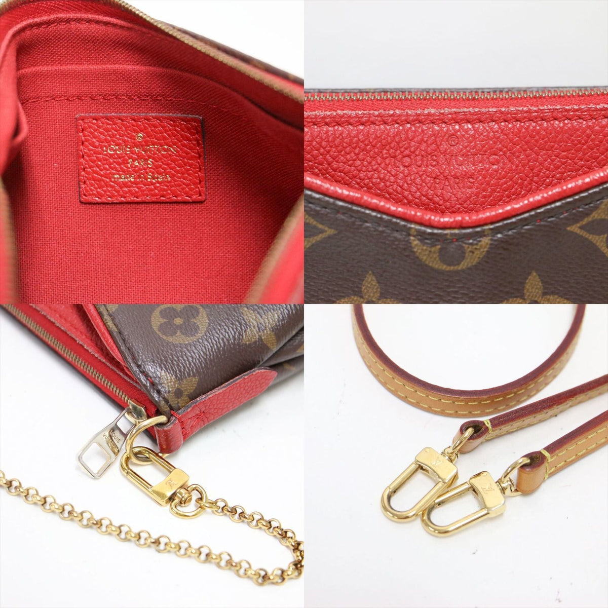 Louis Vuitton Red Color Monogram Leather Handbag Shoulder Bag (Pre-Owned)