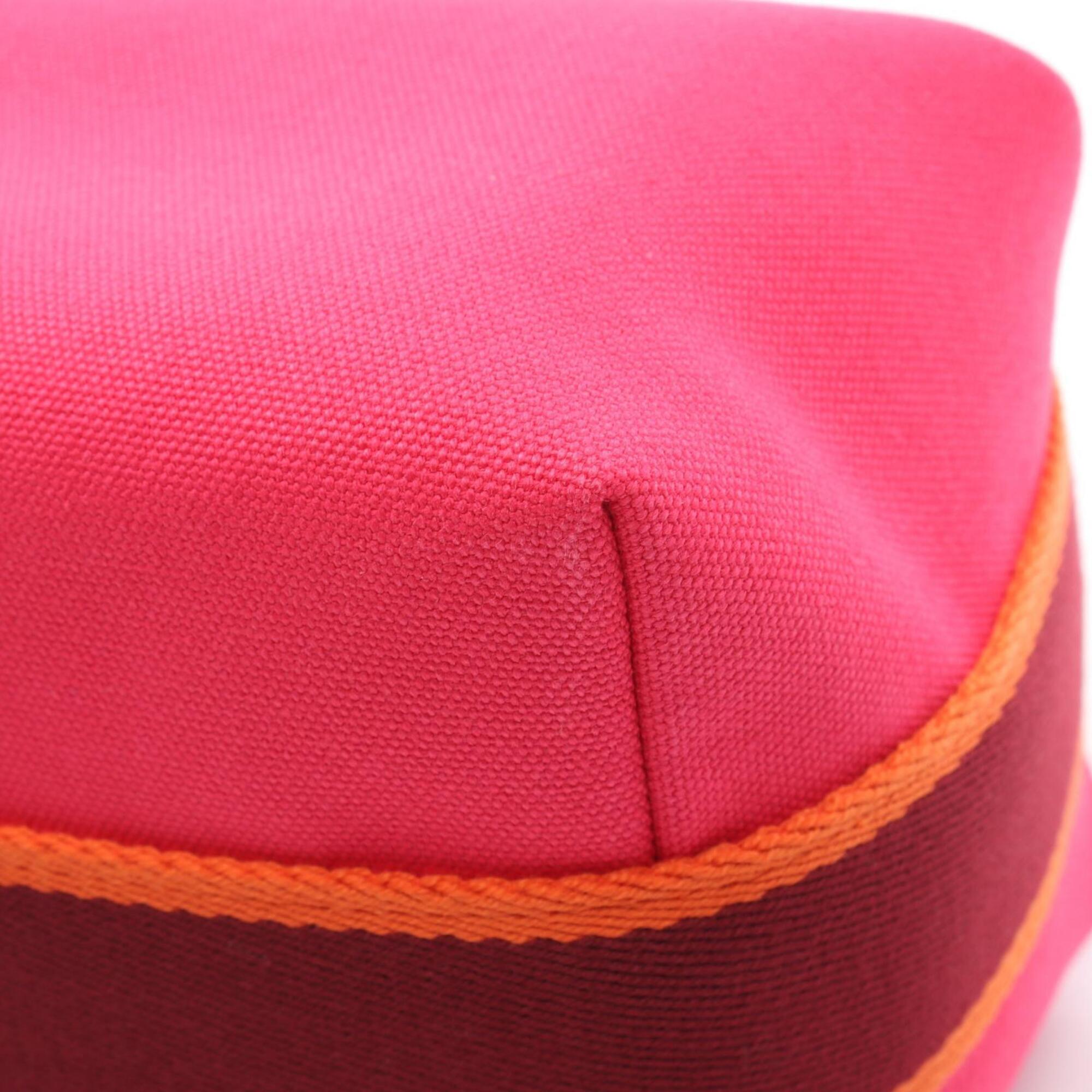 Hermes Bordeaux Orange Pink Canvas Handbag (Pre-Owned)