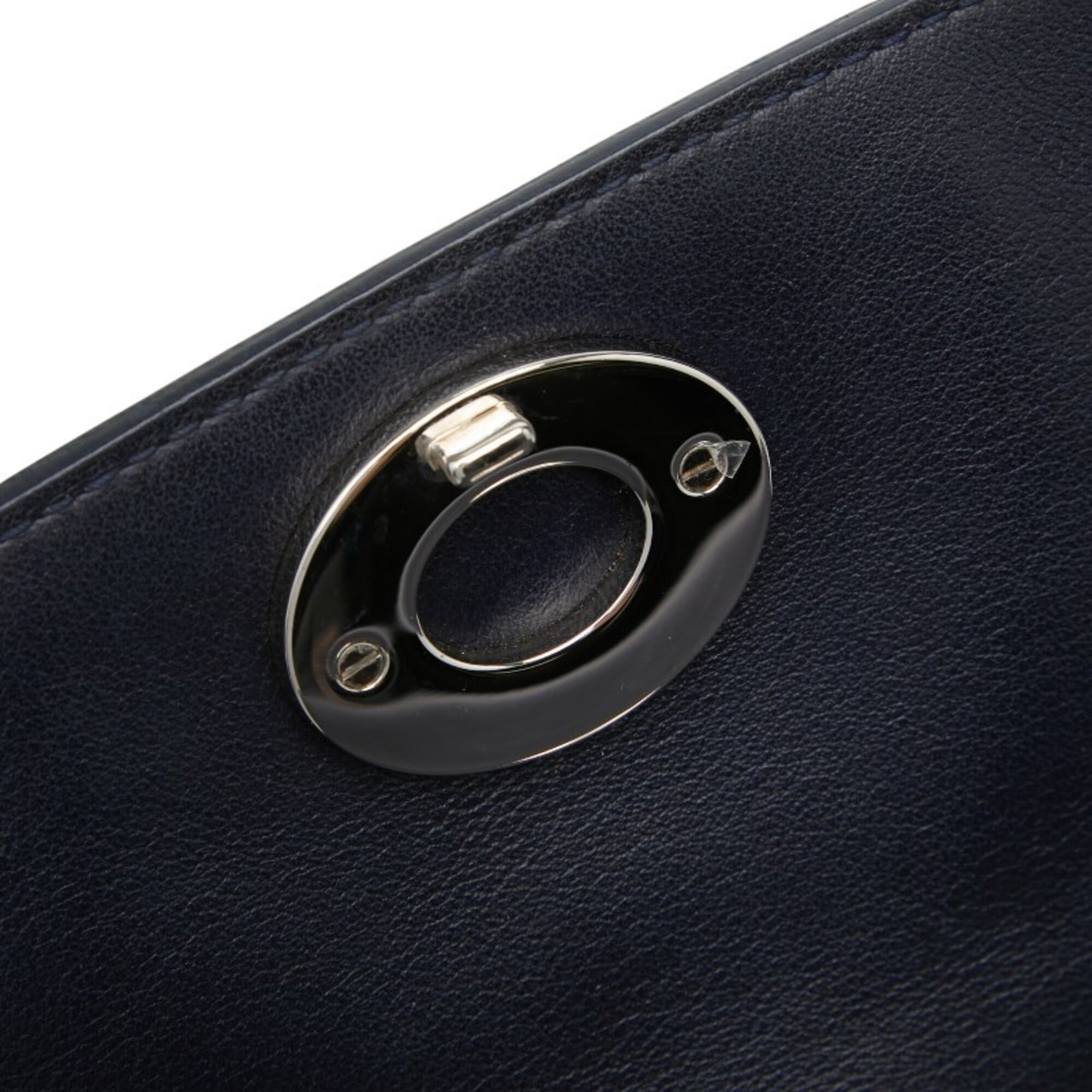 Christian Dior Navy Silver Leather Handbag Shoulder Bag (Pre-Owned)