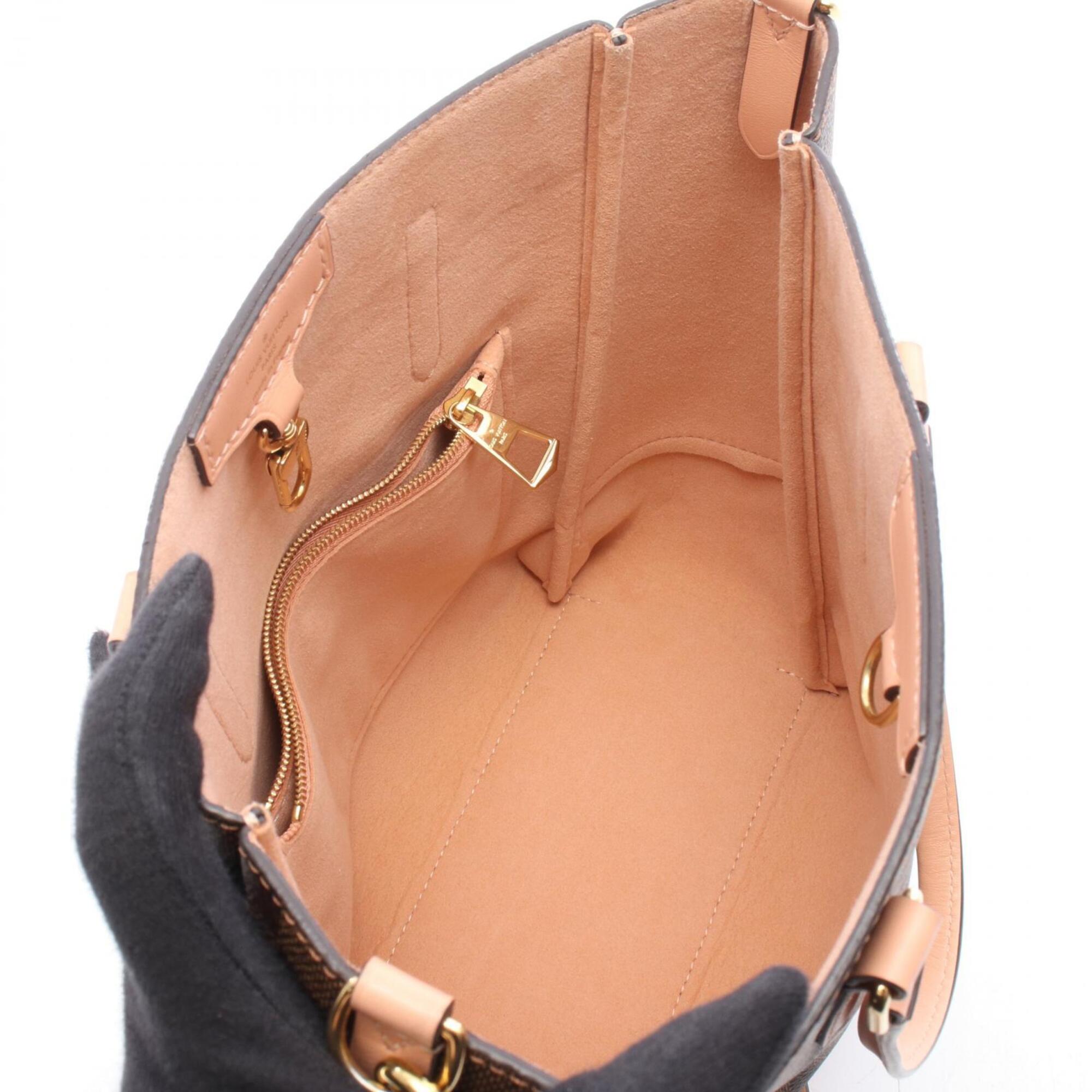 Louis Vuitton Brown Damier Canvas Pink Coated Canvas Leather Handbag Tote Bag (Pre-Owned)
