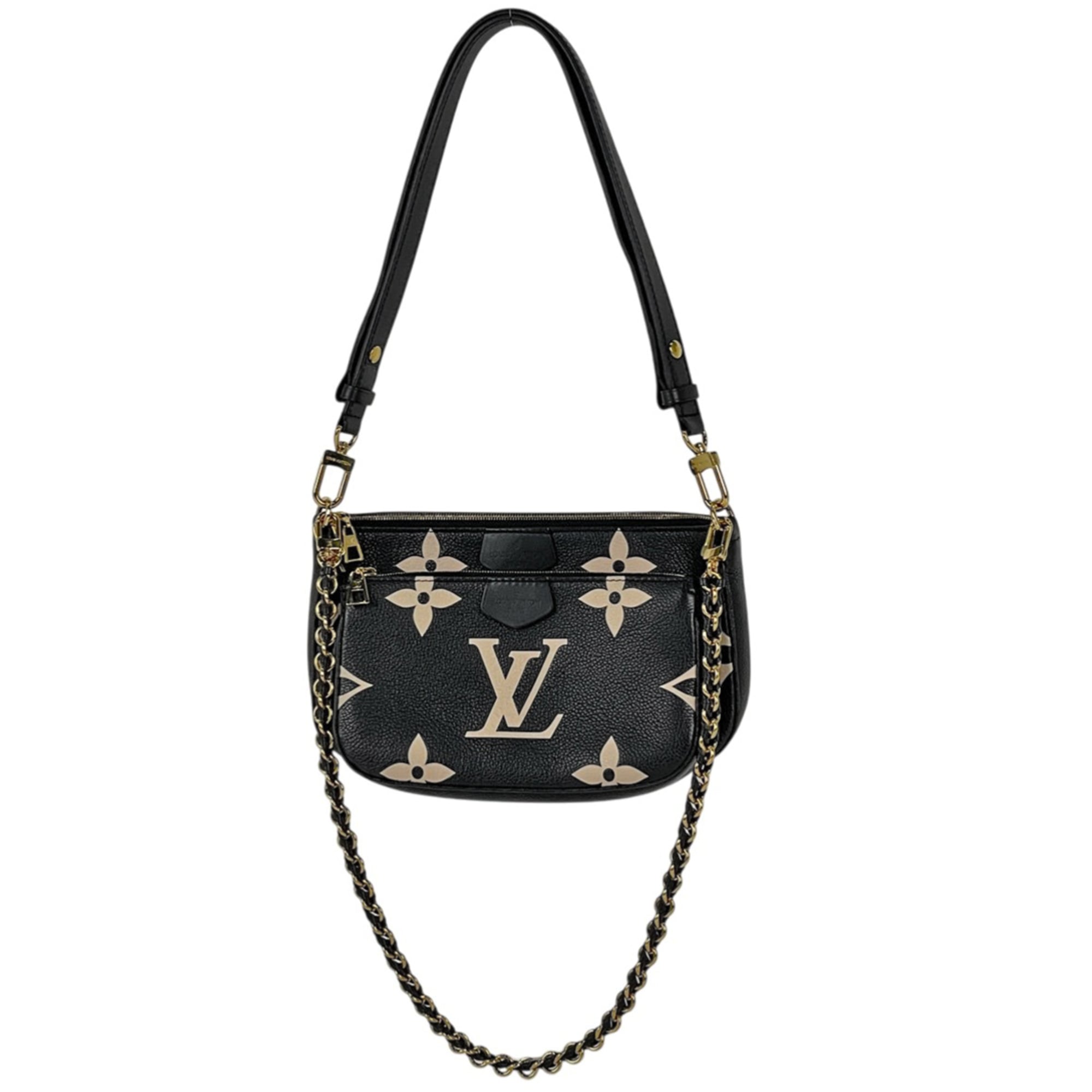 Louis Vuitton Beige Black Monogram Empreinte Pochette Shoulder Bag (Pre-Owned)