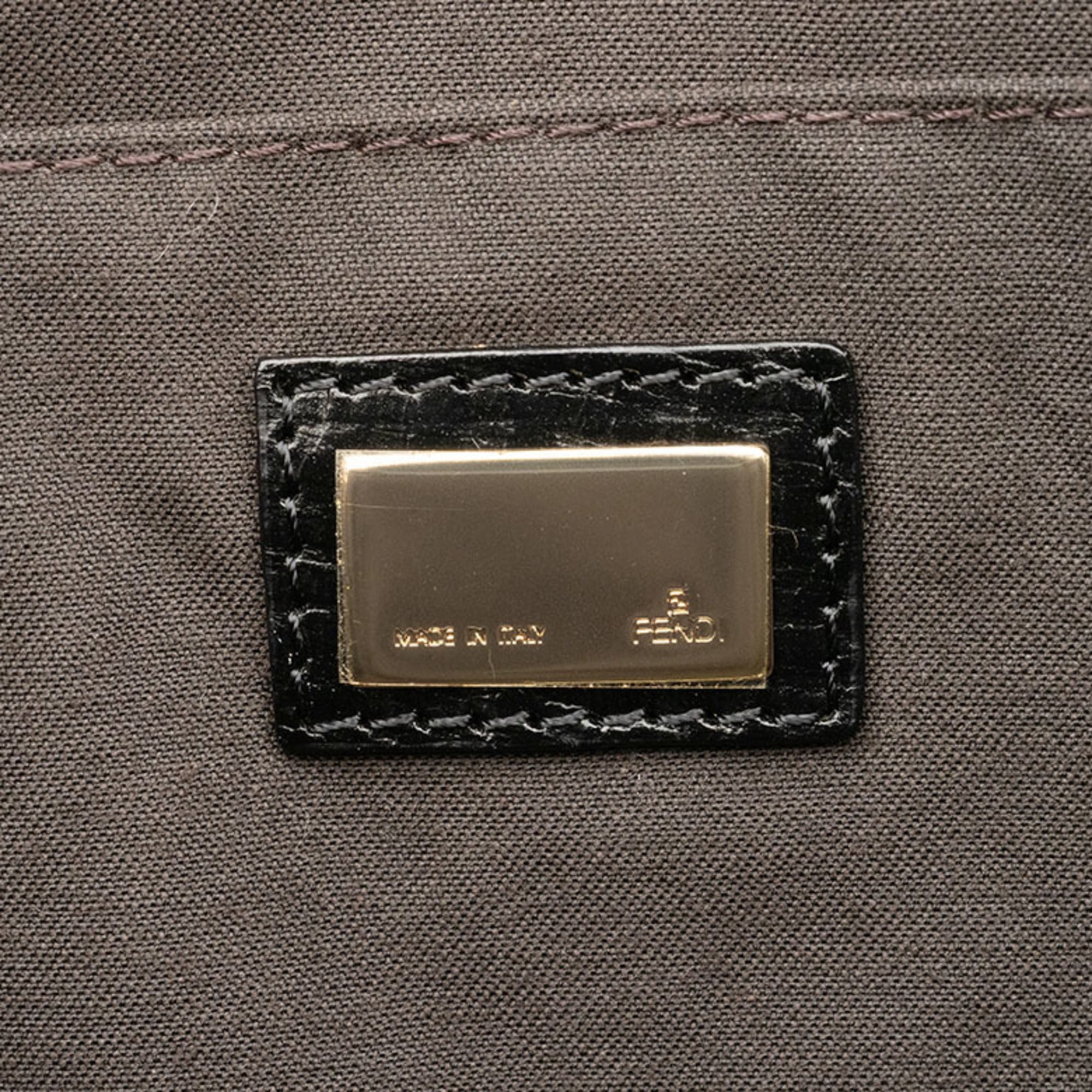 Fendi Zucca Black Canvas Leather Handbag (Pre-Owned)