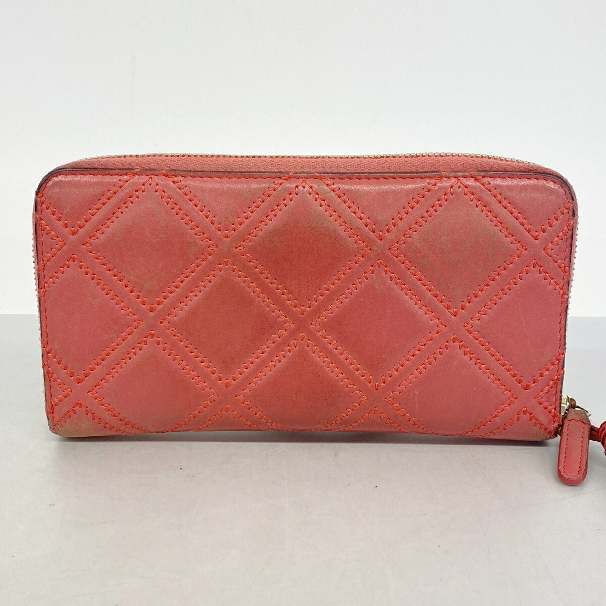 Chanel Pink Leather Long Wallet (Bi-Fold) (Pre-Owned)