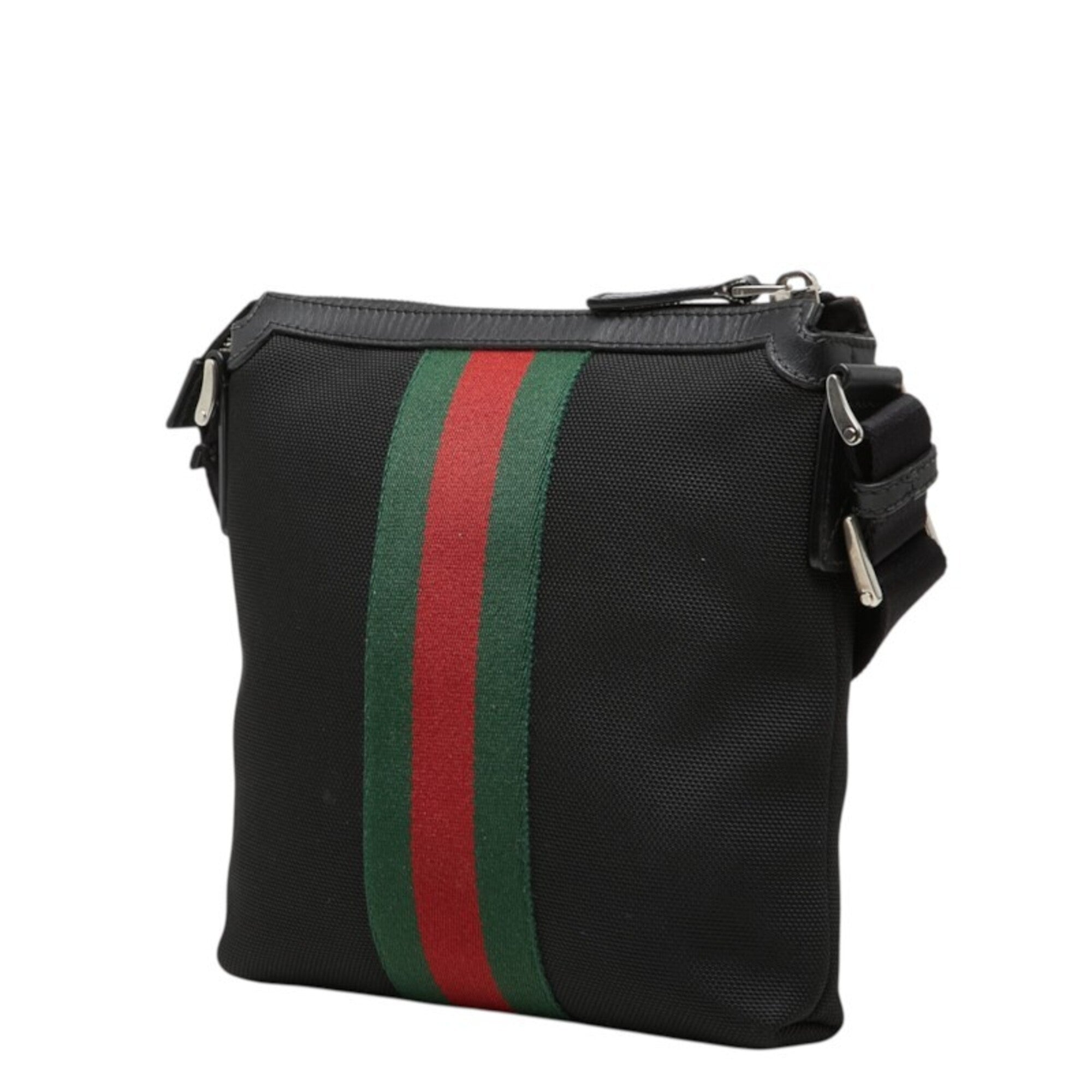 Gucci Black Canvas Leather Shoulder Bag (Pre-Owned)