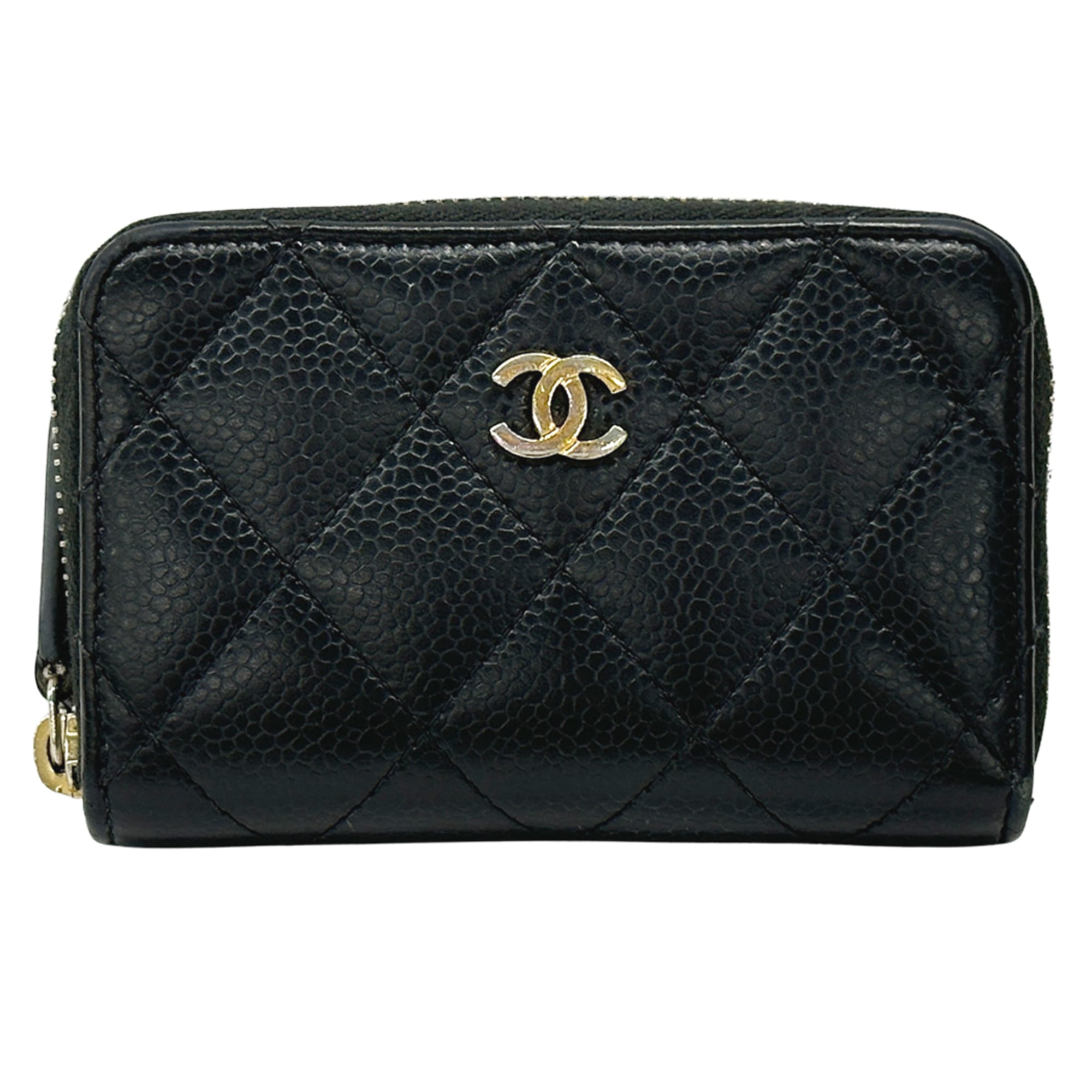 Chanel Black Grained Calfskin Coin Purse/Coin Case (Pre-Owned)