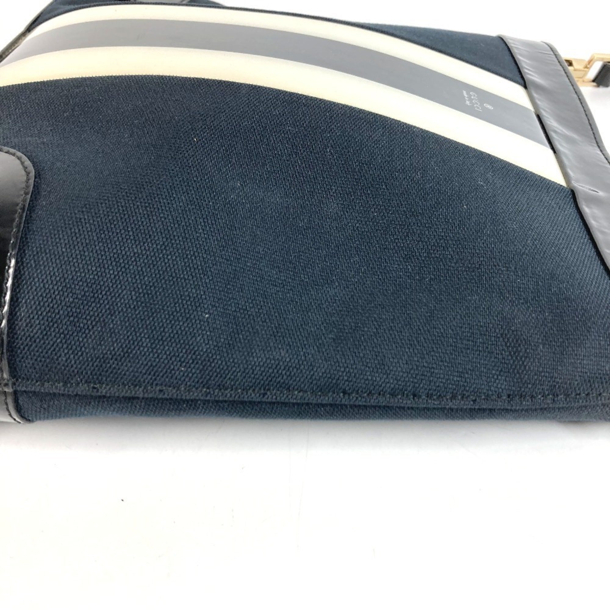 Gucci Black White Canvas Shoulder Bag Tote Bag (Pre-Owned)