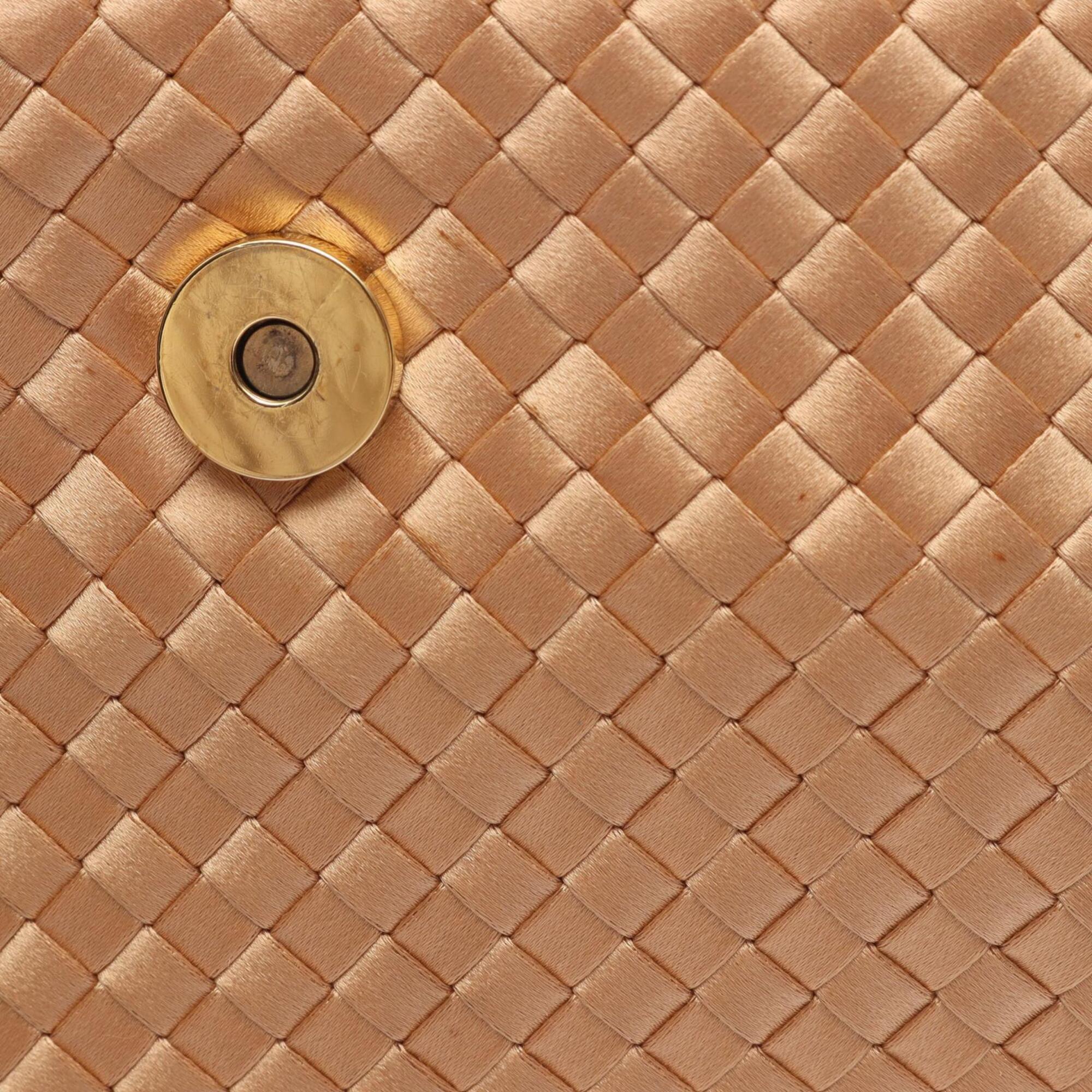 Bottega Veneta Gold Fabric Handbag Shoulder Bag (Pre-Owned)