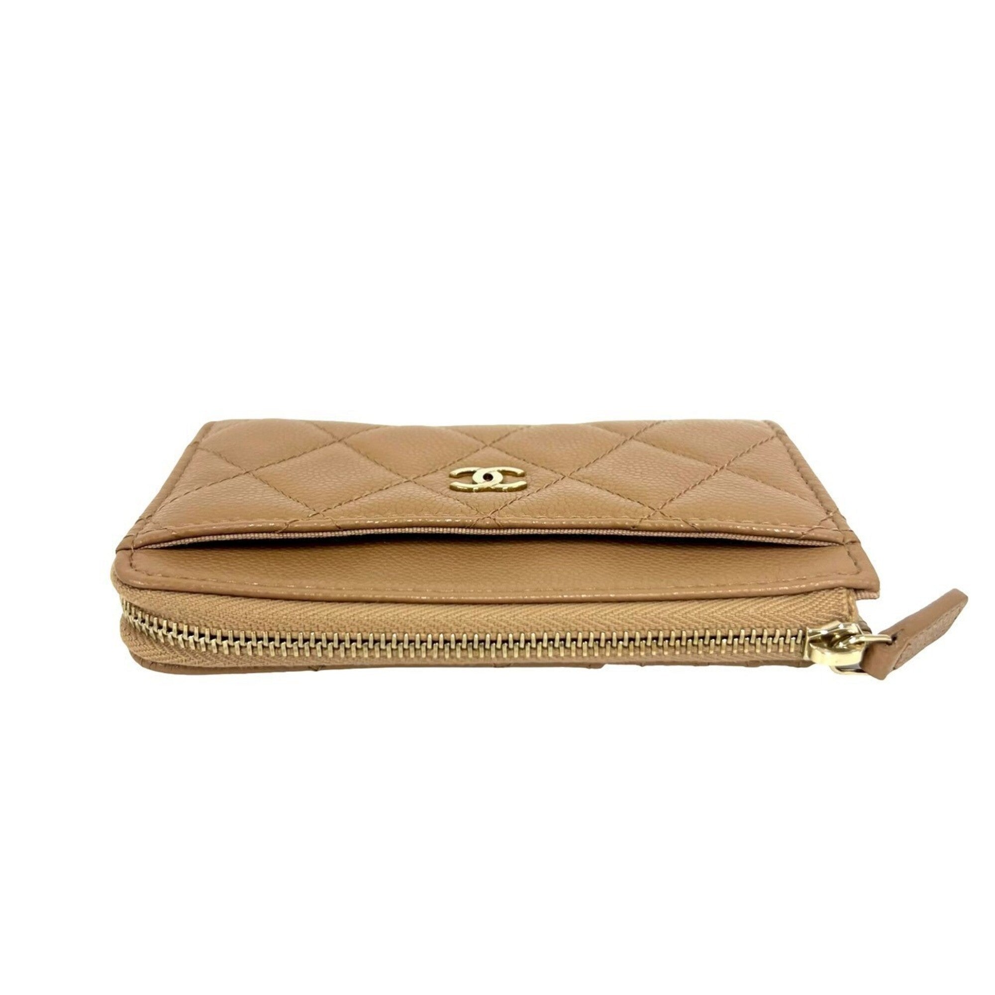 Chanel Beige Grained Calfskin Coin Purse/Coin Case (Pre-Owned)