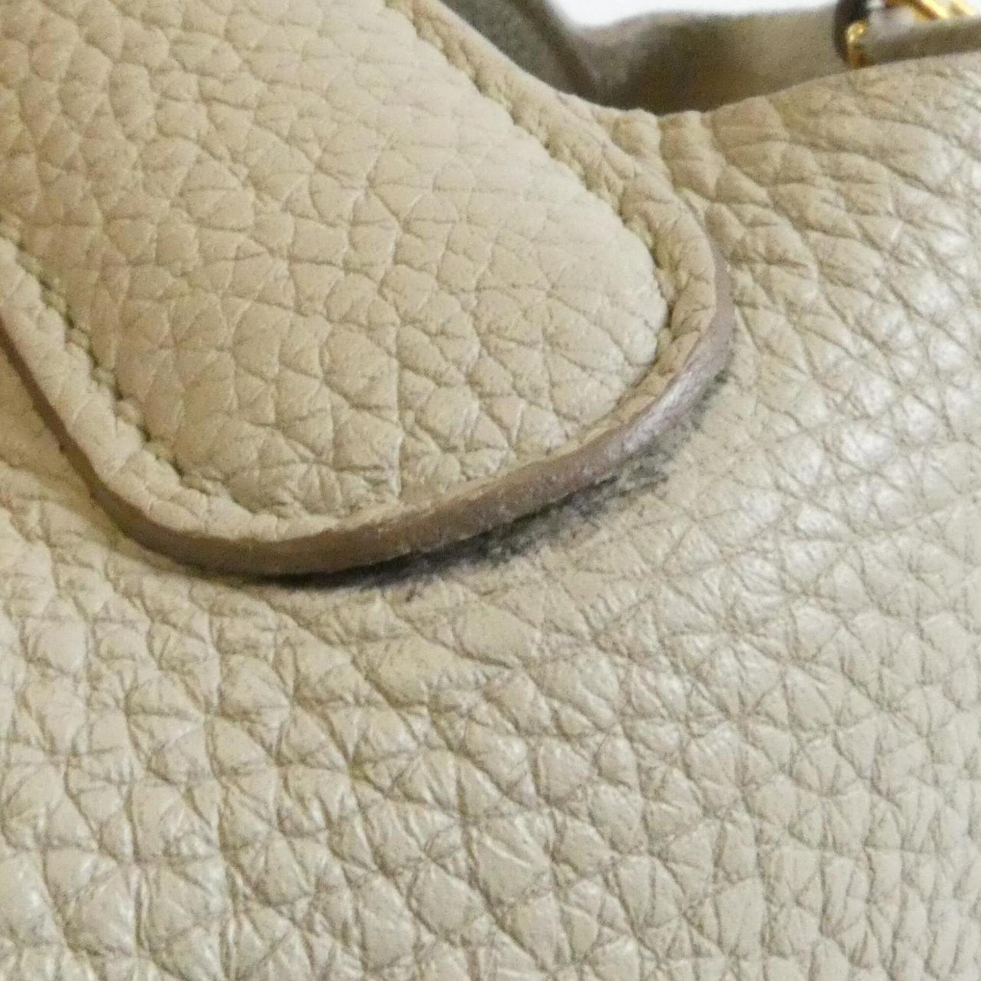 Hermes White Taurillon Clemence Leather Handbag (Pre-Owned)