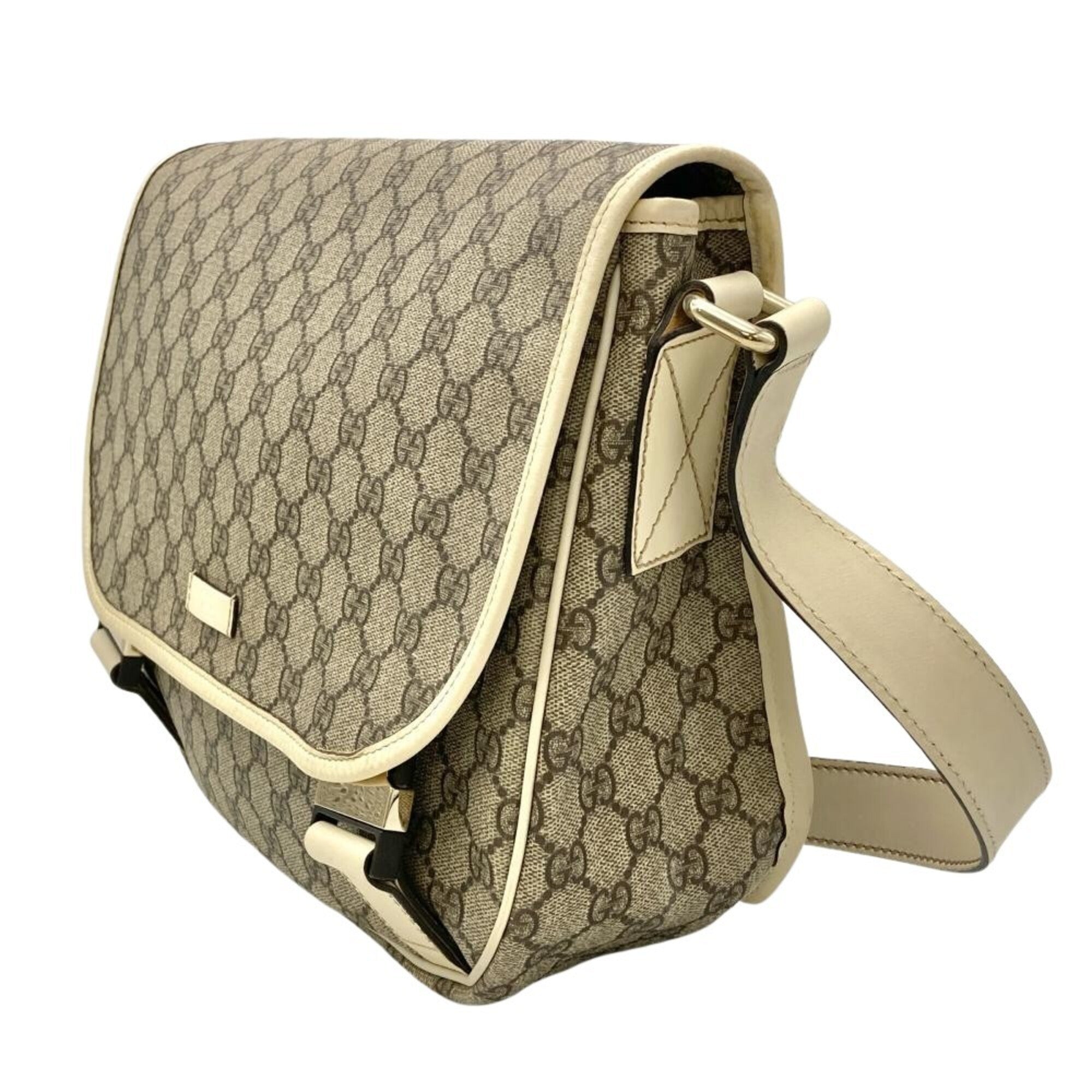 Gucci Beige Ivory Gg Supreme Canvas Shoulder Bag (Pre-Owned)