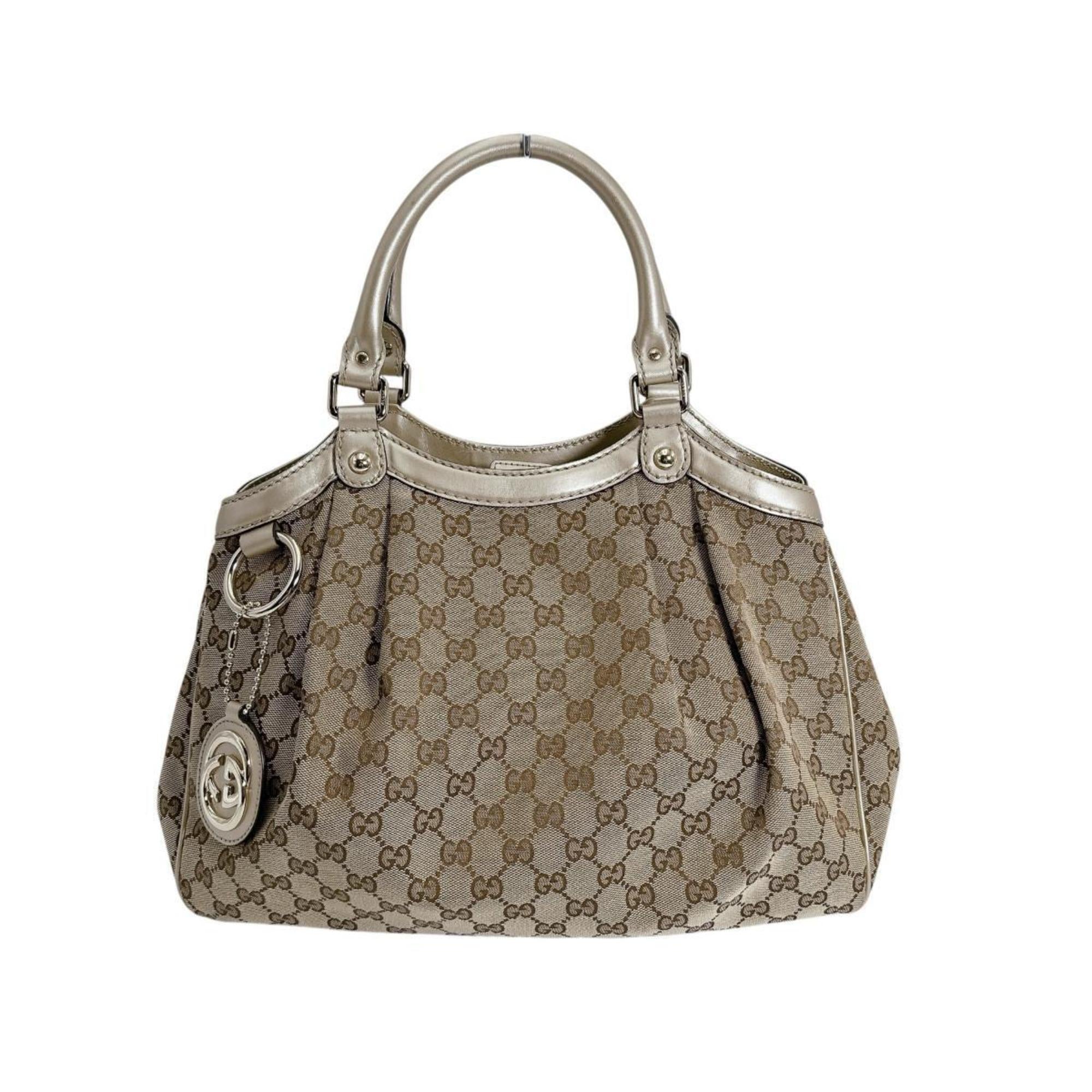 Gucci Gg Canvas Beige Gg Canvas Handbag Tote Bag (Pre-Owned)