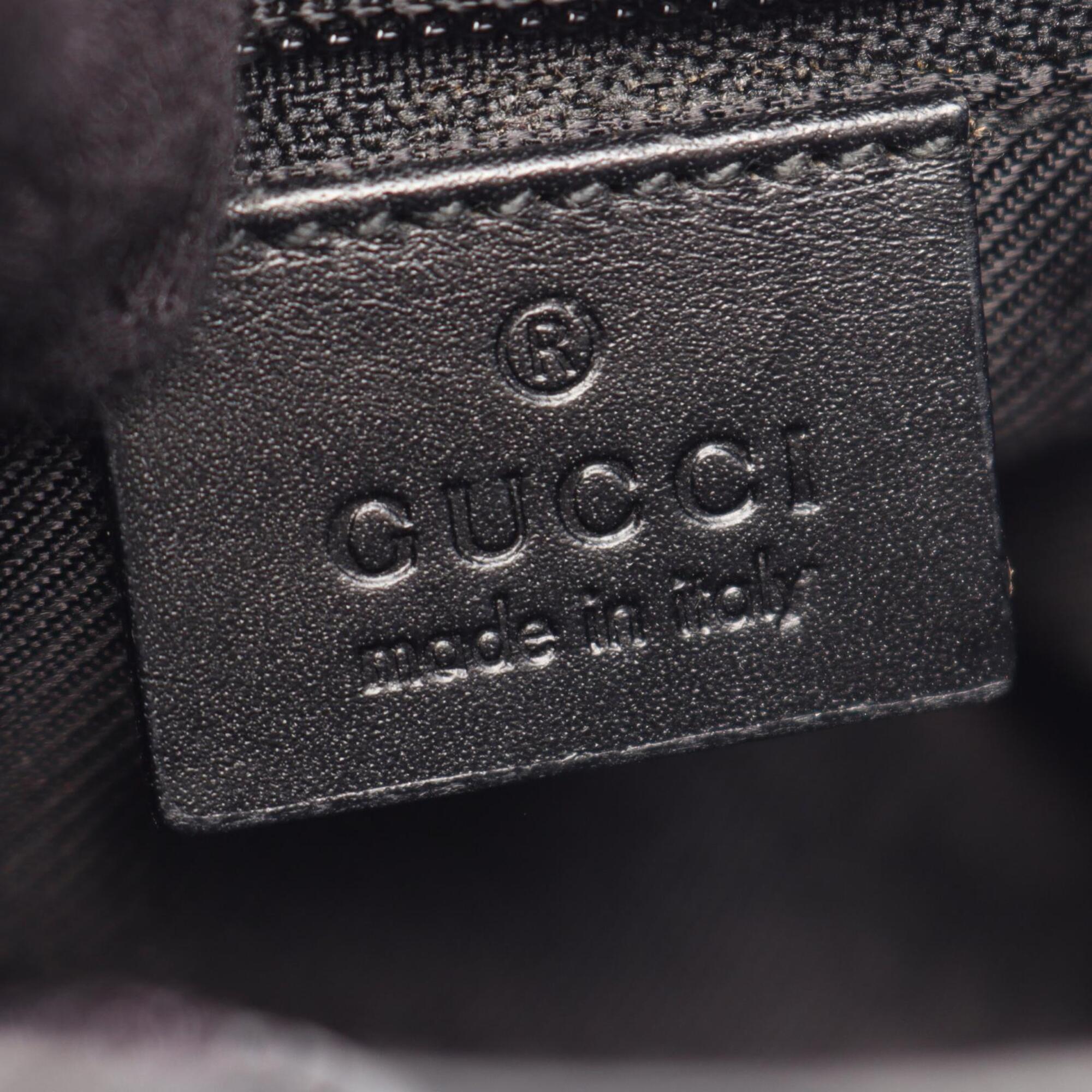 Gucci Black Gg Canvas Leather Handbag Shoulder Bag (Pre-Owned)
