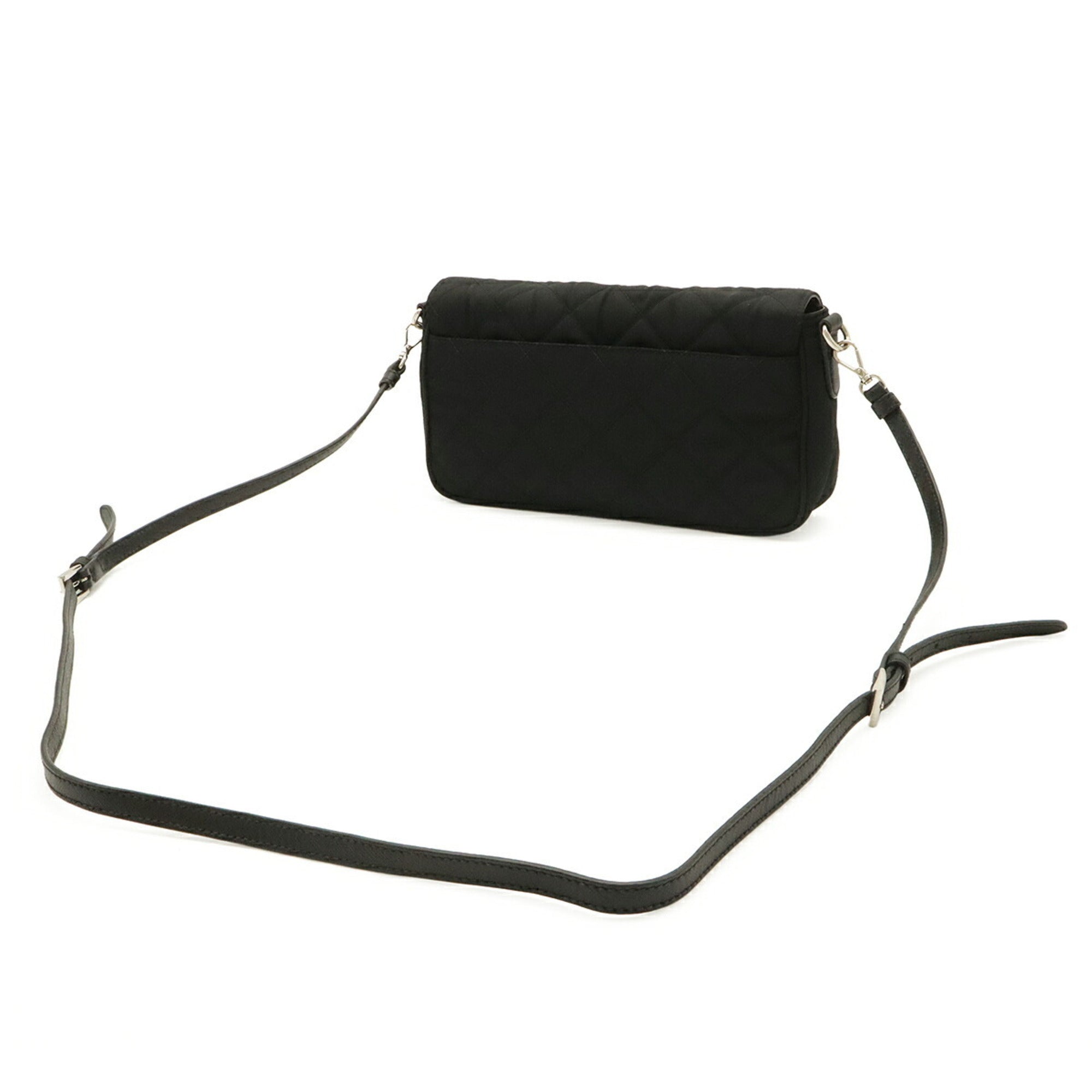 Prada Black Nero Nylon Leather Clutch Bag Pochette Shoulder Bag (Pre-Owned)