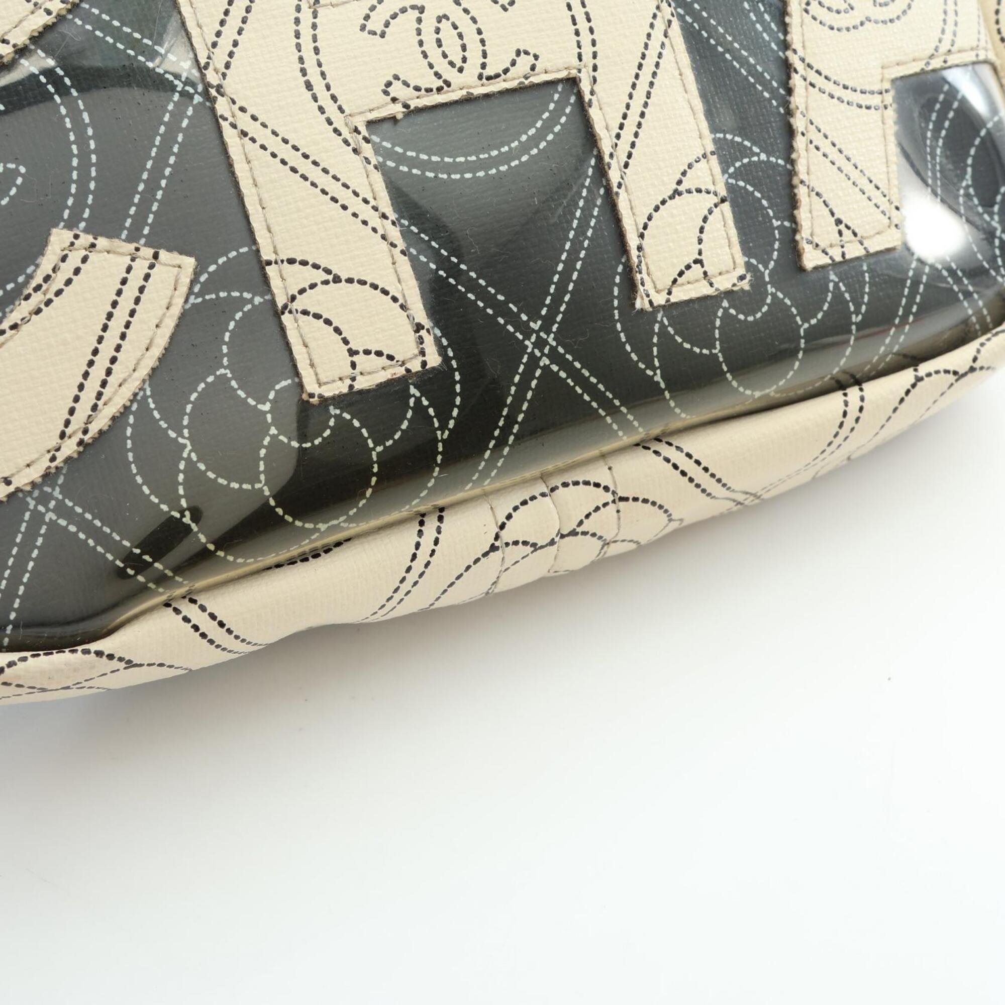 Chanel Black White Coated Canvas Pouch (Pre-Owned)