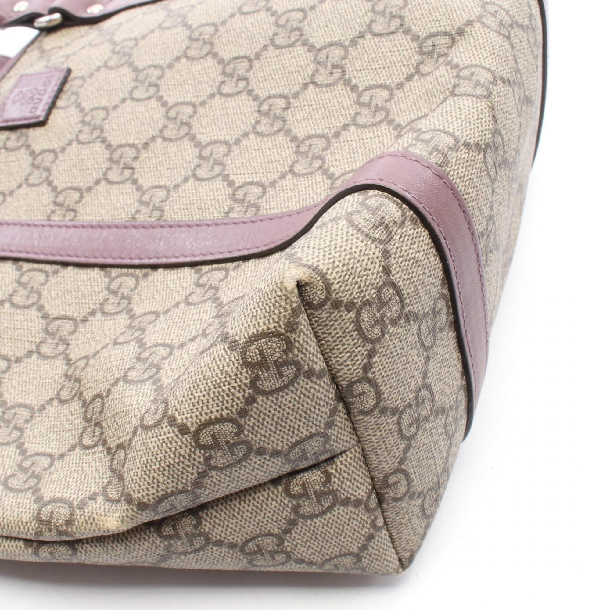Gucci Beige Purple Gg Supreme Handbag Tote Bag (Pre-Owned)