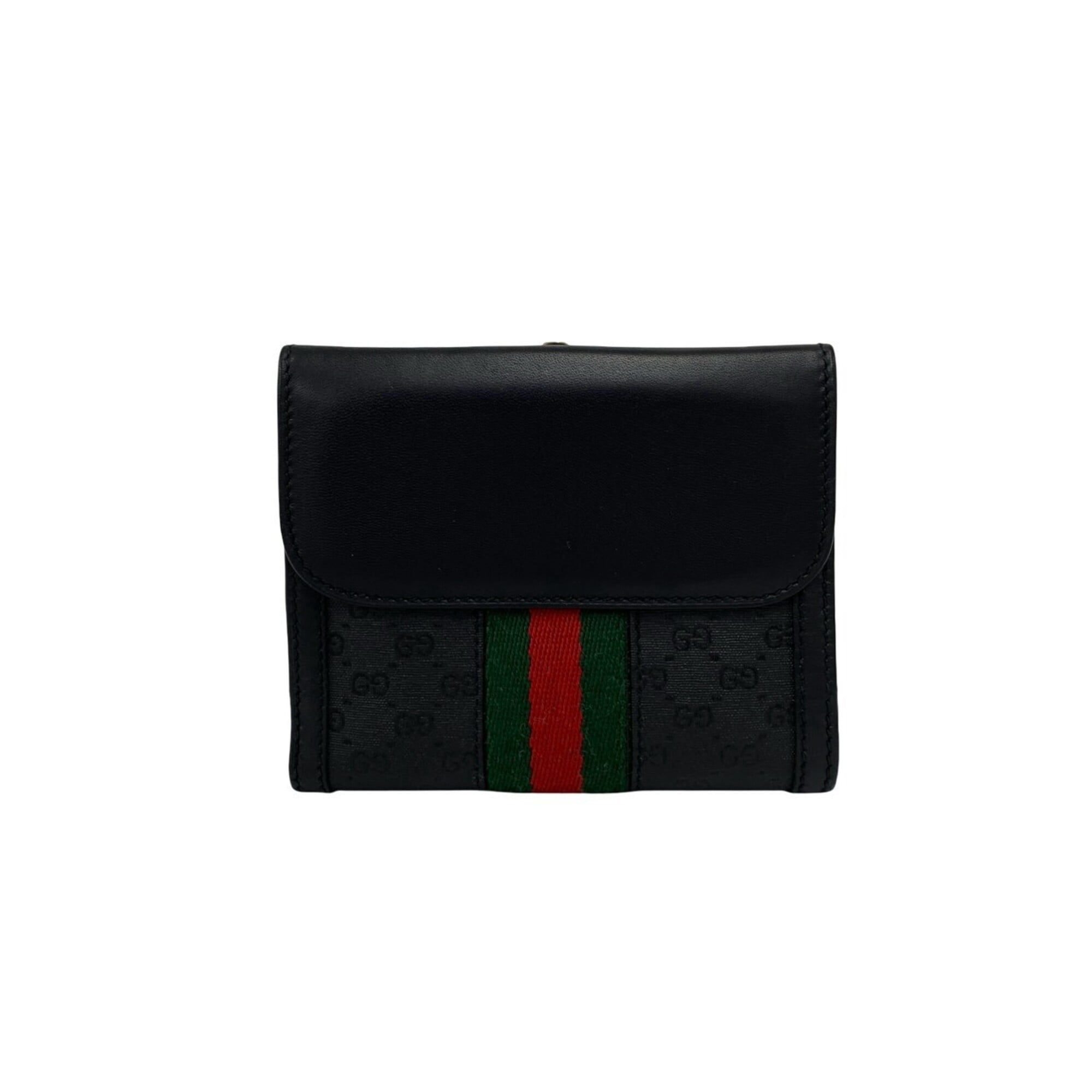 Gucci Black Green Red Color Leather Pvc Wallet (Bi-Fold) (Pre-Owned)