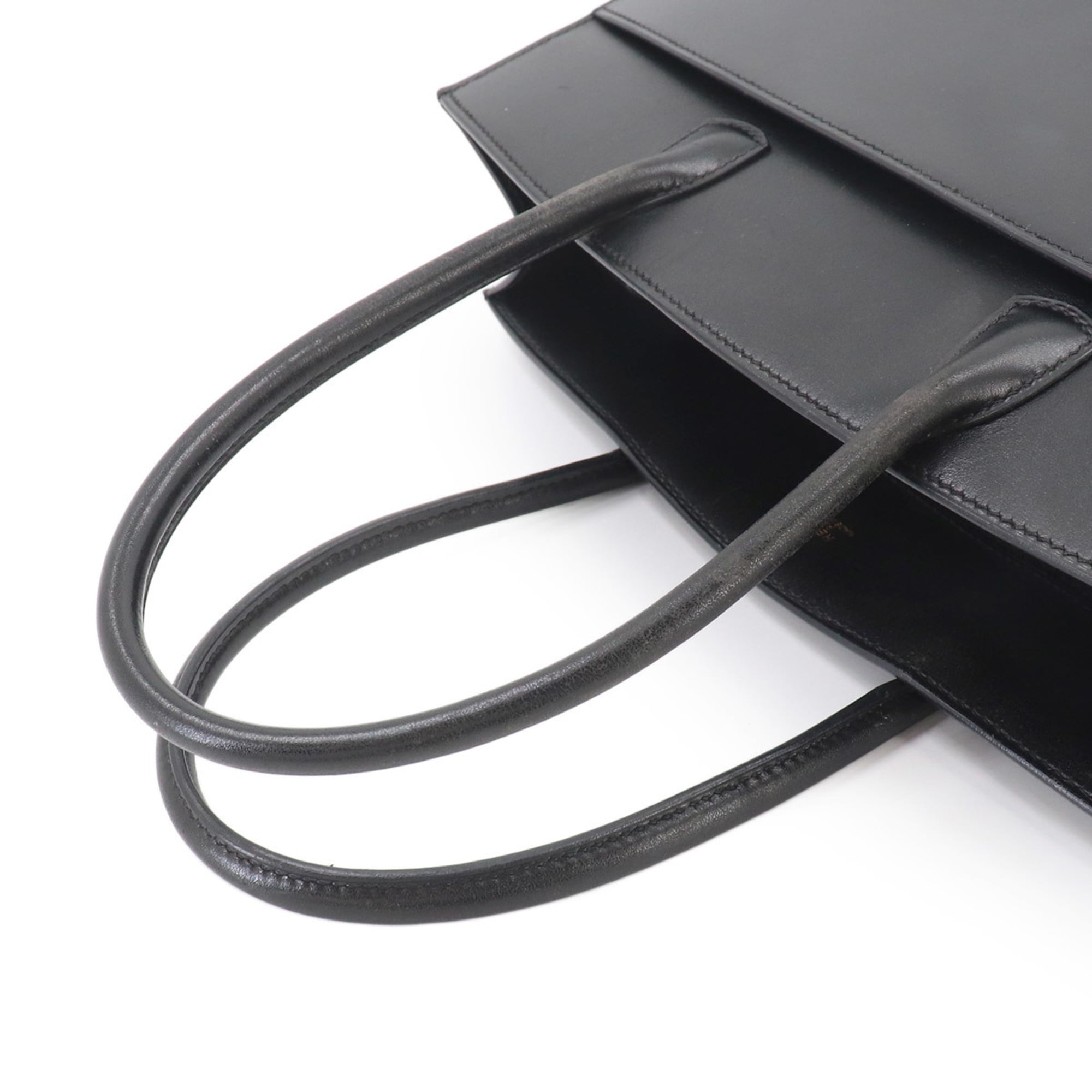 Hermes Black White Box Calf Leather Handbag (Pre-Owned)