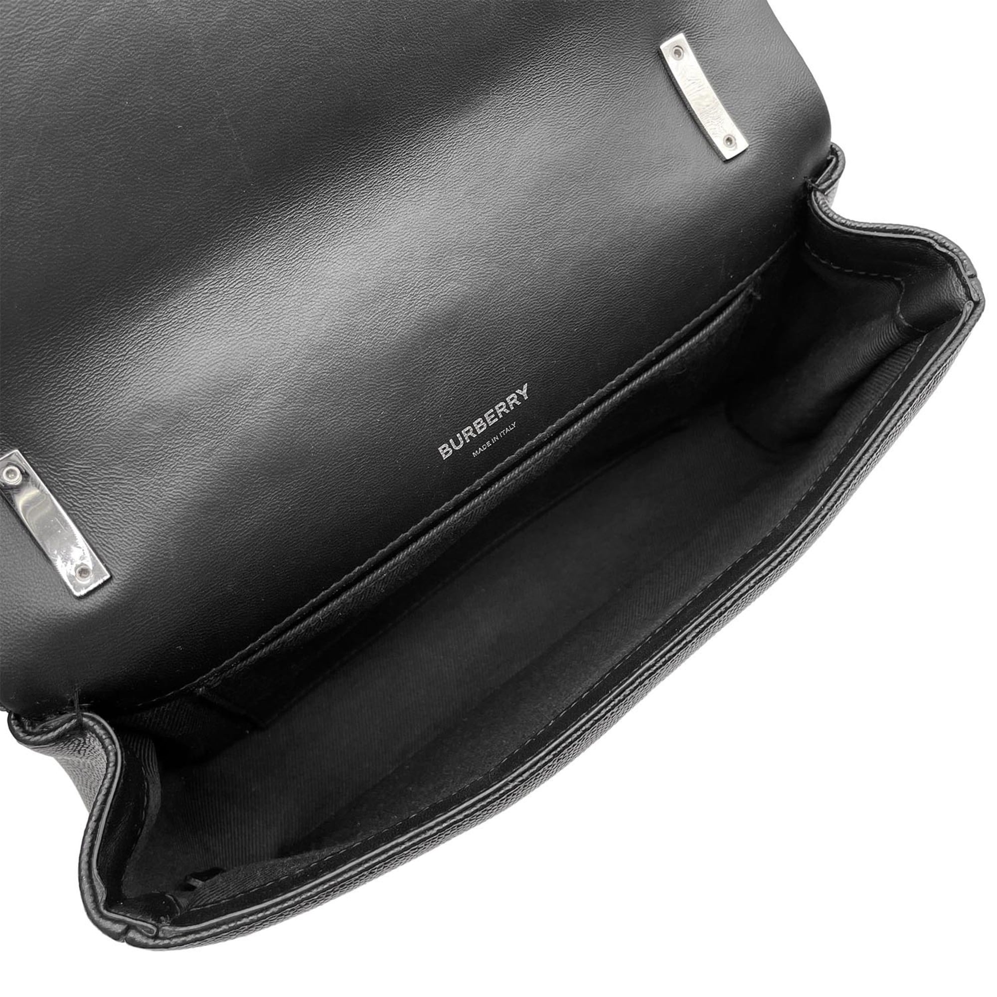 Burberry Black Silver Leather Shoulder Bag (Pre-Owned)