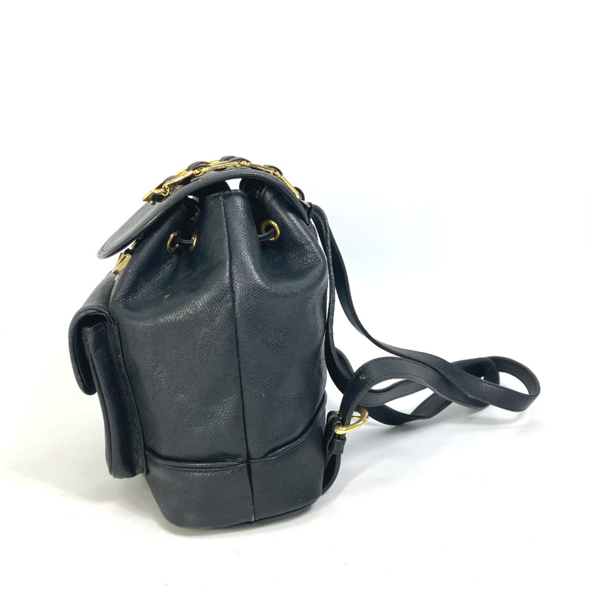 Versace Black Leather Backpack (Pre-Owned)